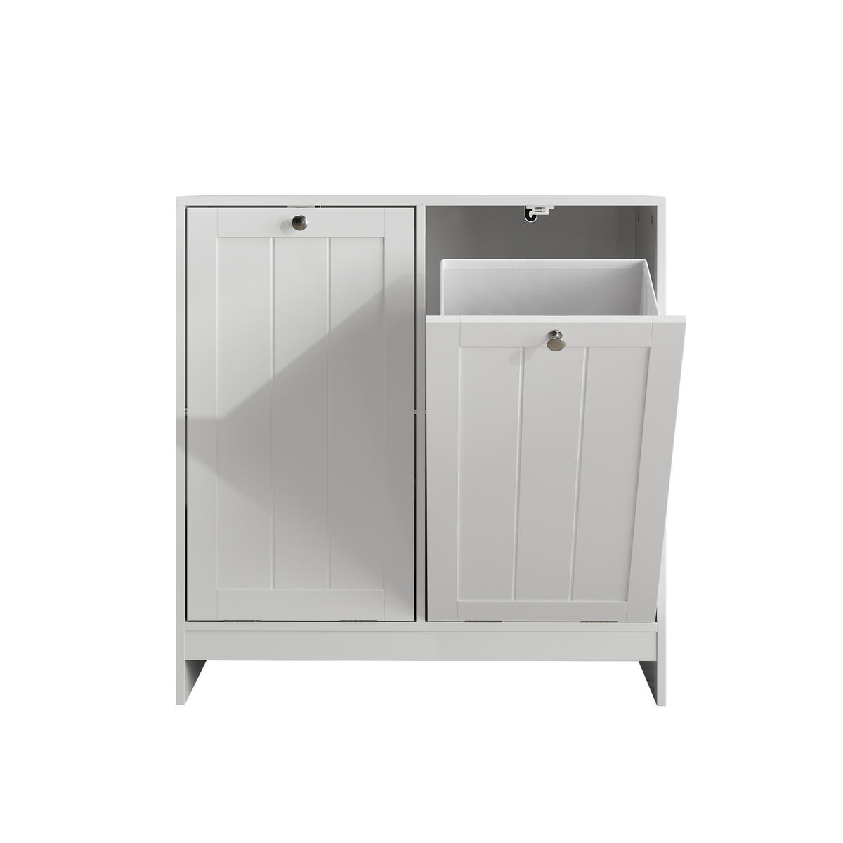 KOŠ NA PRÁDLO Výklopný, bílý, se 2 vyjímatelnými koši - bílá, kompozitní dřevo (66/68/33cm) - Urban Meuble