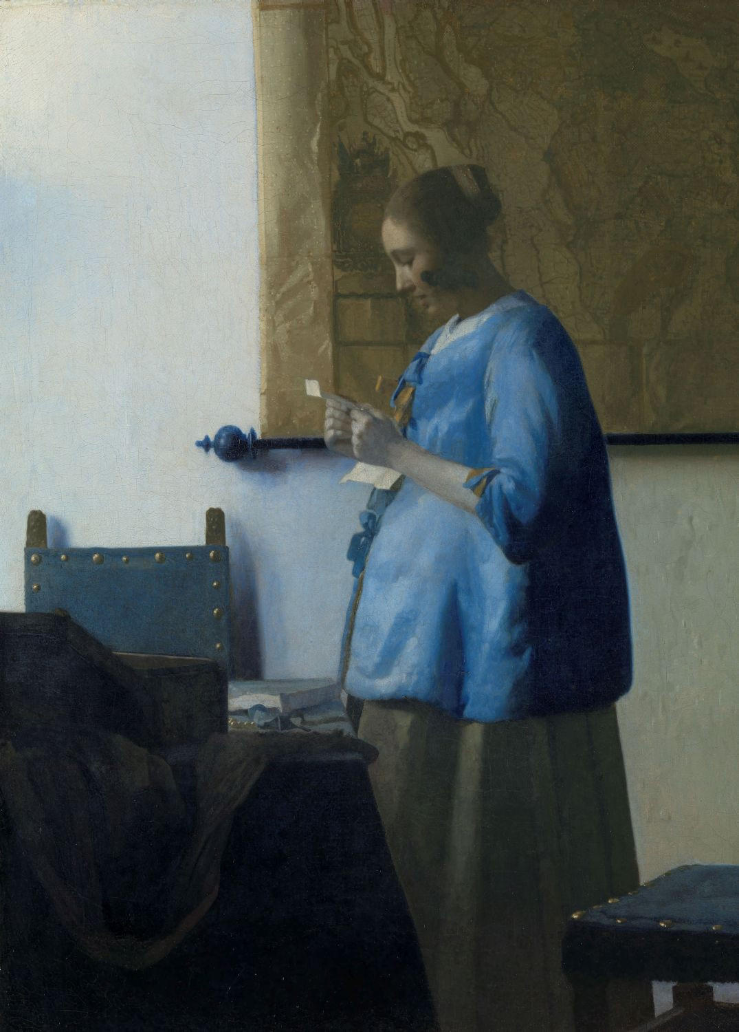 FOTOTAPETE Brieflesende Frau von Johannes Vermeer 200 x 279 cm - Blau, Papier (200/279cm) - Sanders & Sanders