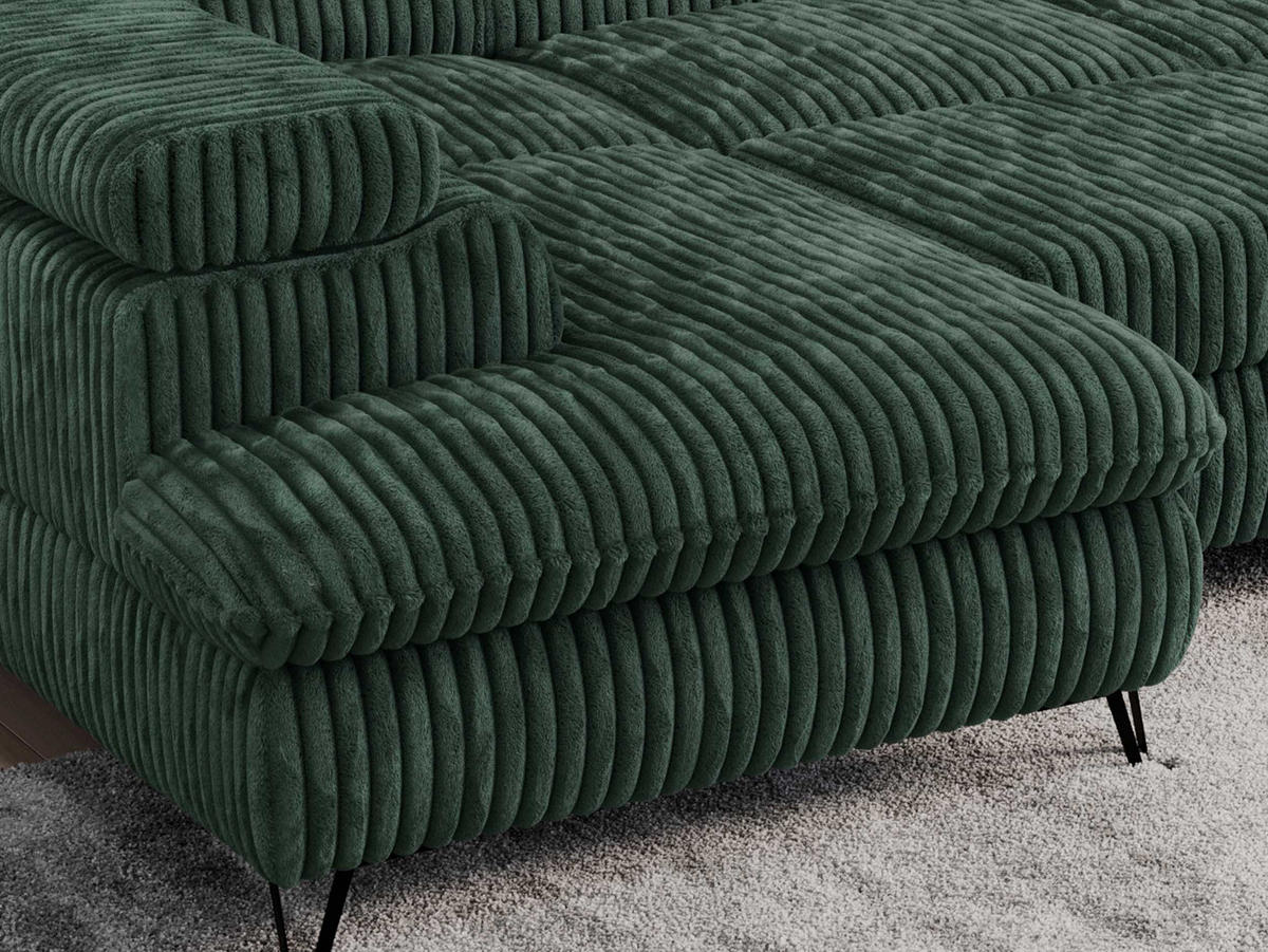 WOHNLANDSCHAFT PEDRO U Cord Grün - Schwarz/Grün, Textil/Metall (346/76/208cm) - MKS