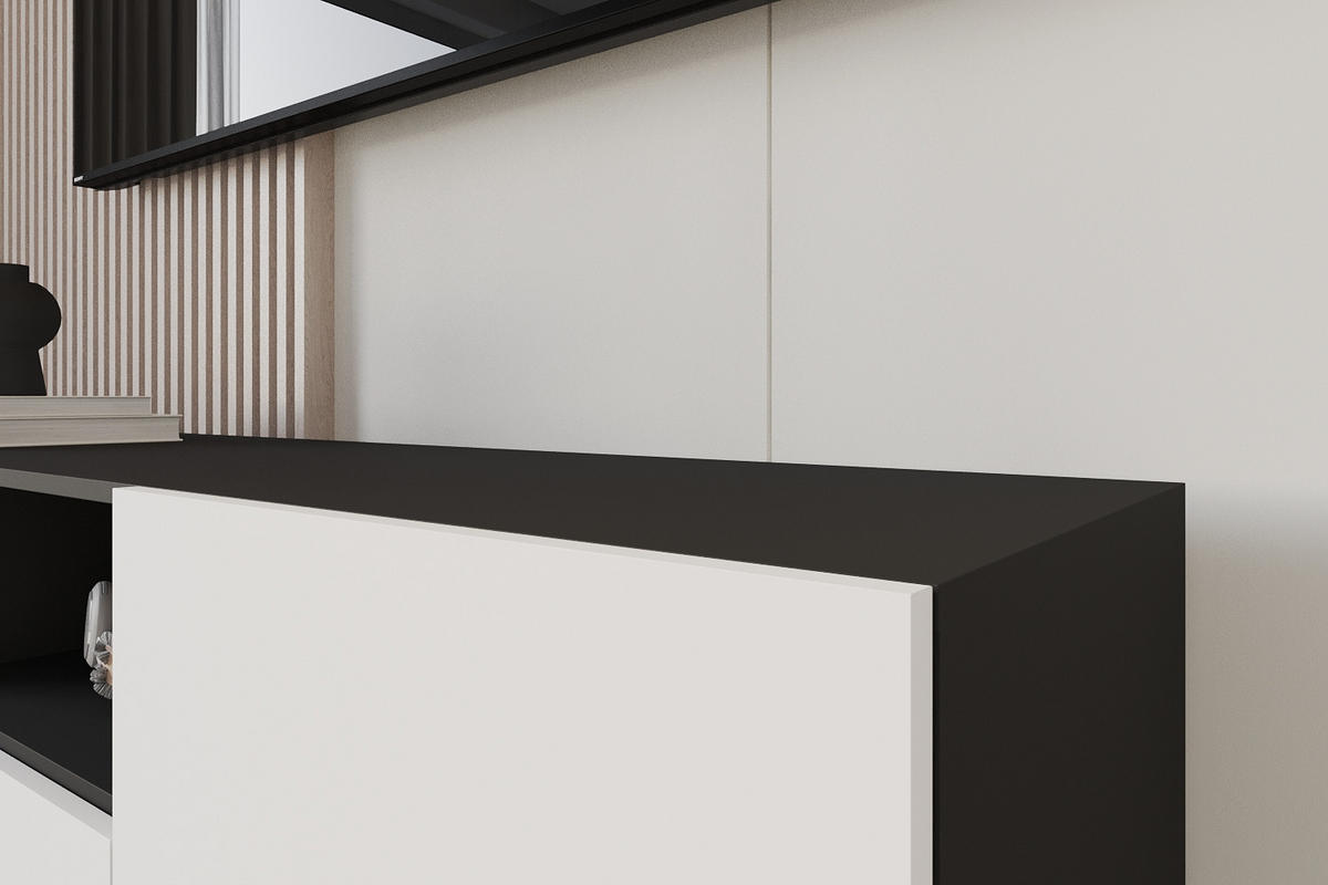 LOWBOARD ELIO-W 140x40x41 cm - Schwarz / Weiß - Schwarz, Holzwerkstoff (140/40/41cm) - ALTDECOR