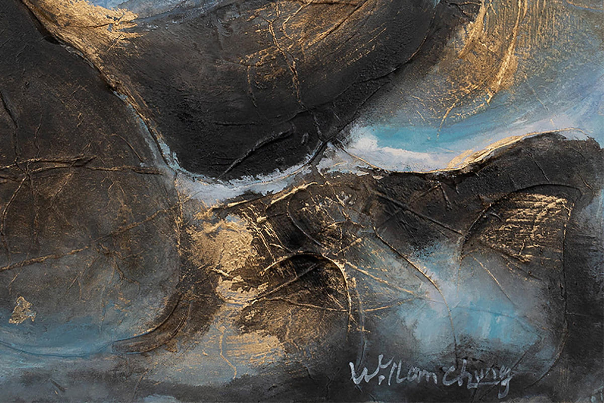 ACRYLBILD HANDGEMALT 60/90 cm - Blau, Holz/Textil (1.8/90cm) - KUNSTLOFT