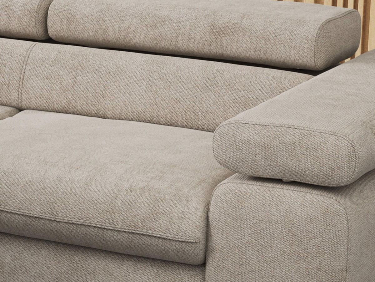 ECKSOFA PEDRO L Beige Struktur - Links Seite - Beige/Schwarz, Textil/Metall (208/273cm) - MKS