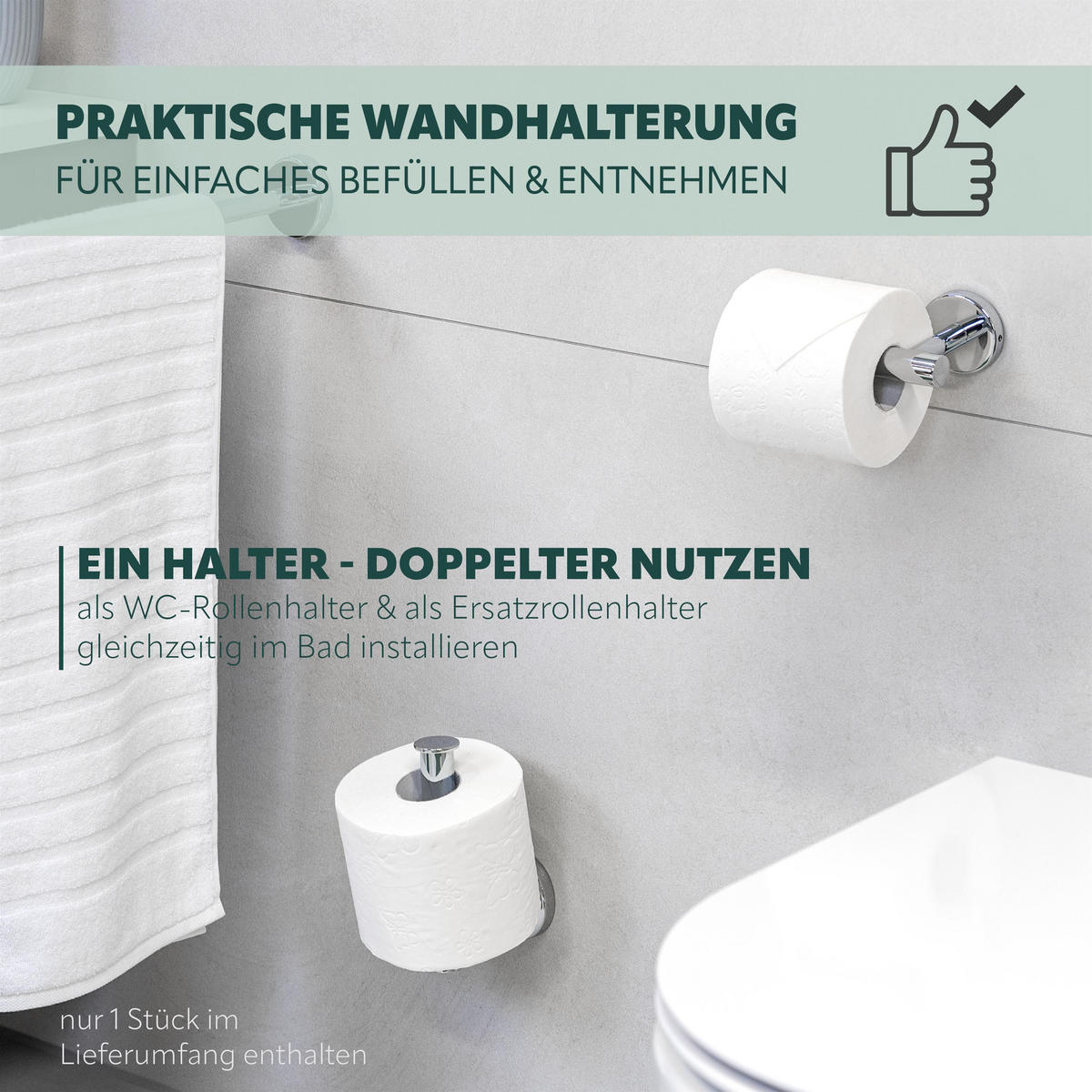 TOILETTENPAPIERHALTER LUCENTE, Edelstahl, verchromt - Chromfarben, Metall (15/5.7/9cm) - bremermann