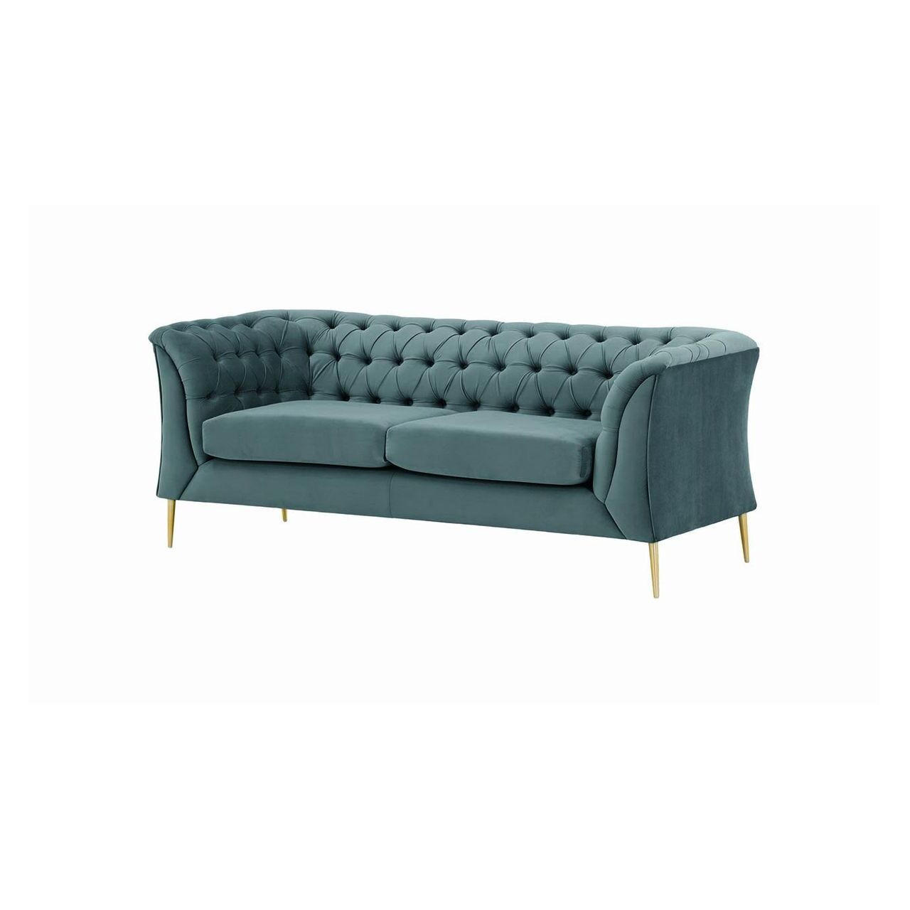 ZWEISITZER-SOFA Chesterfield Modern-Velluto 12 - Blau, Holz/Textil (183/74/80cm)