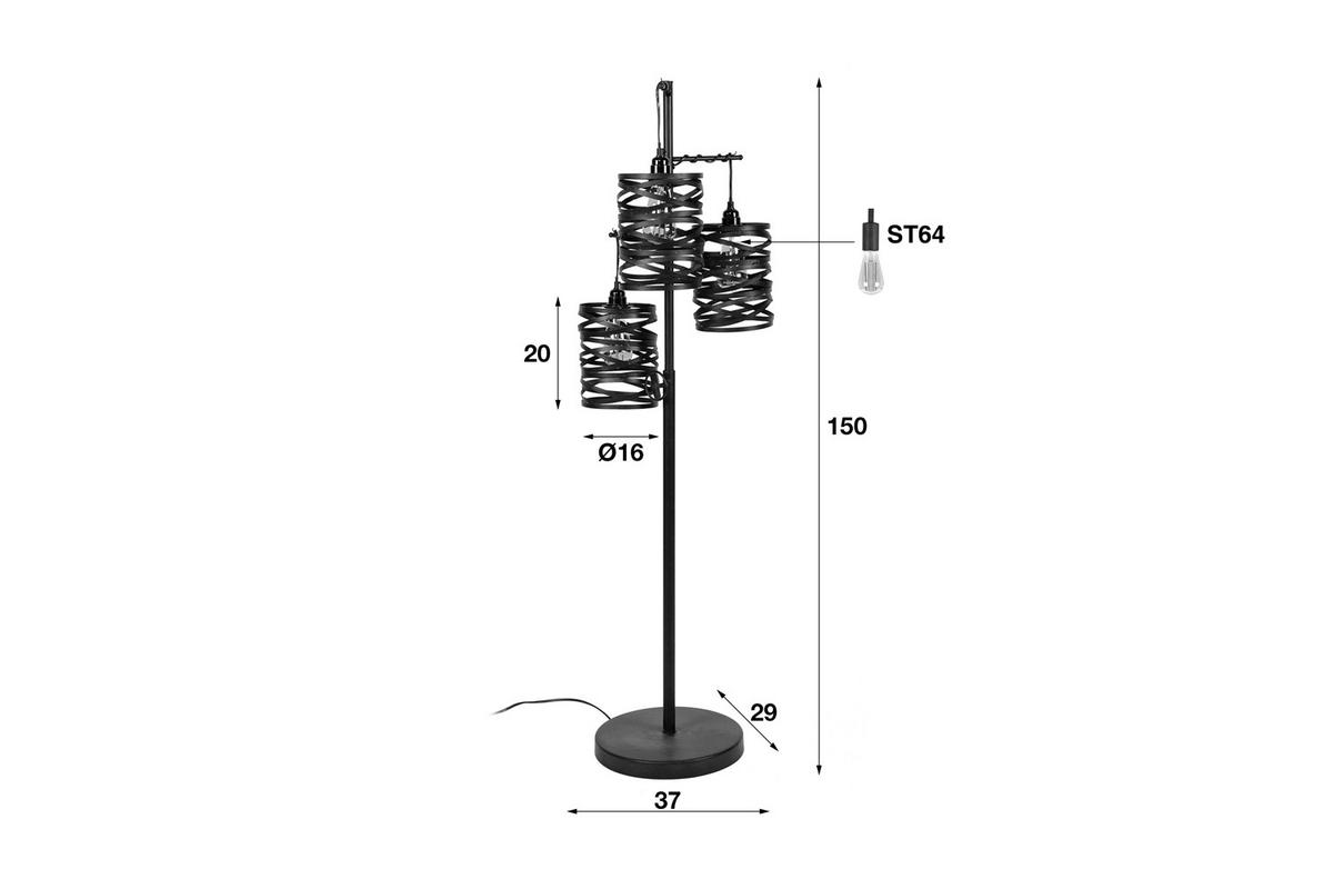 STEHLAMPE ALMAS Schwarz Metall - Schwarz, Metall (29/37/150cm) - KAWOLA