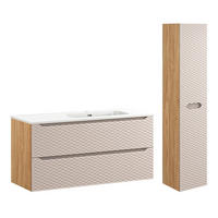 BADMÖBEL 120cm Elora 2er-Set Beige und Holz - Braun, Holzwerkstoff (120/57/46cm) - Petits-meubles