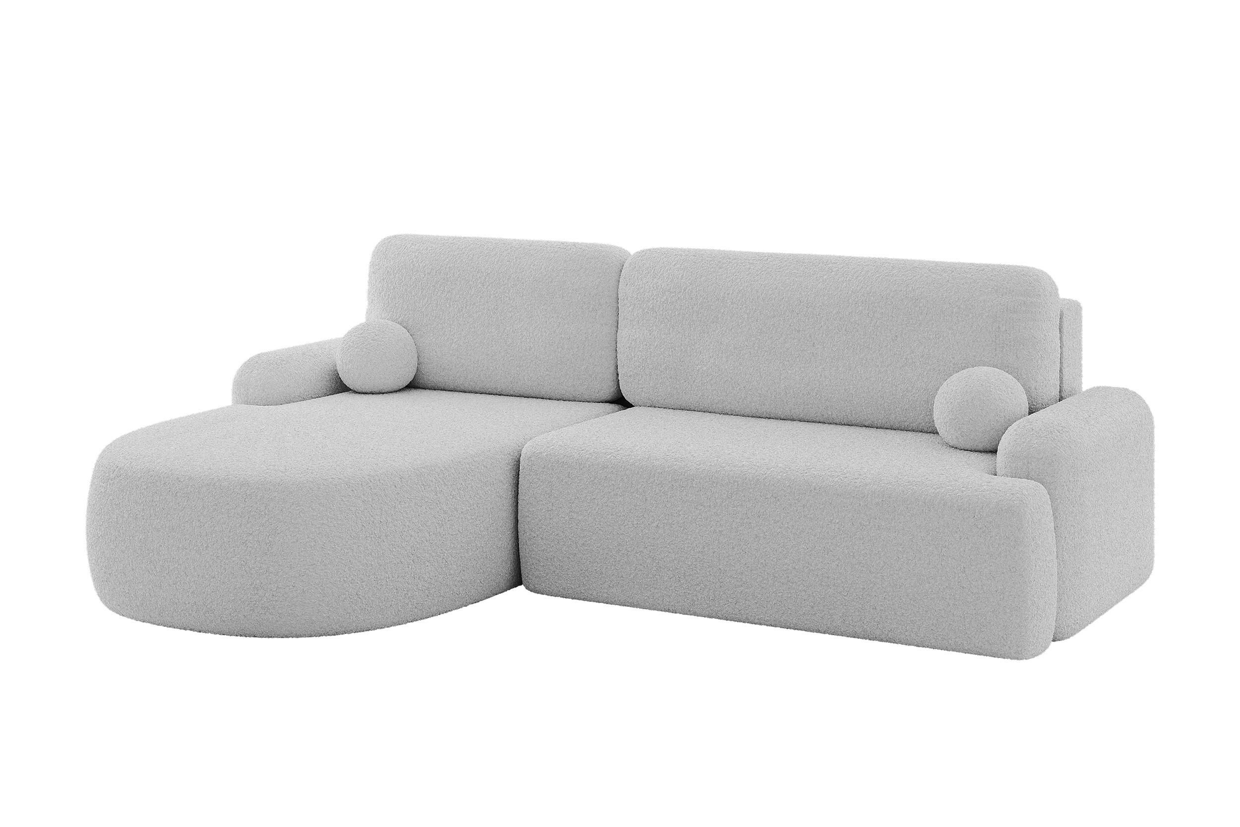 ALTDECOR ROHOVÁ SEDAČKA s funkcí spaní a úložným prostorem LIRA-L - 264x172x89 světle šedá