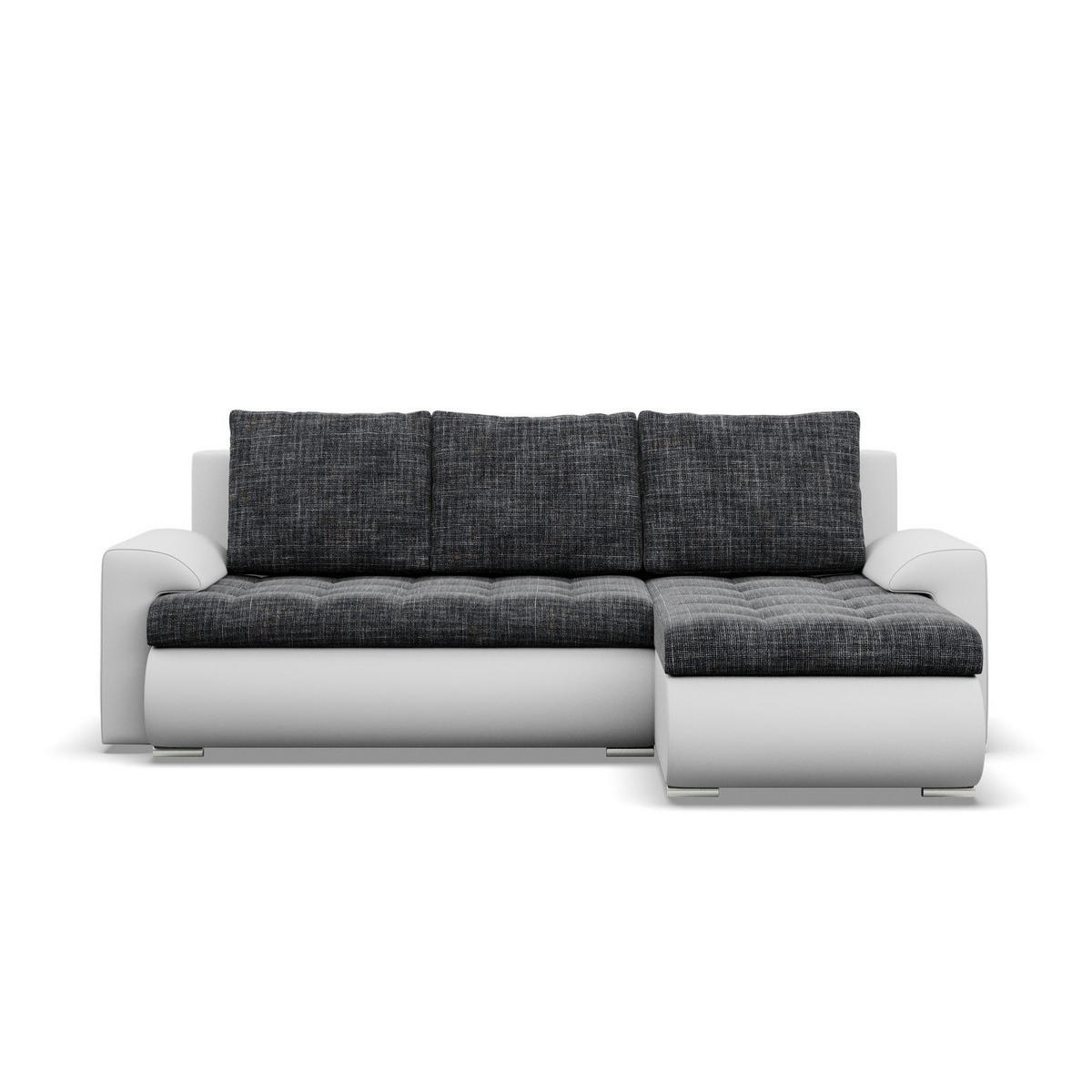 ECKSOFA RECHTS MIT SCHLAFFUNKTION FORESTA, Schwarz + Grau - Schwarz/Grau, Textil (230/159cm) - Mebligo