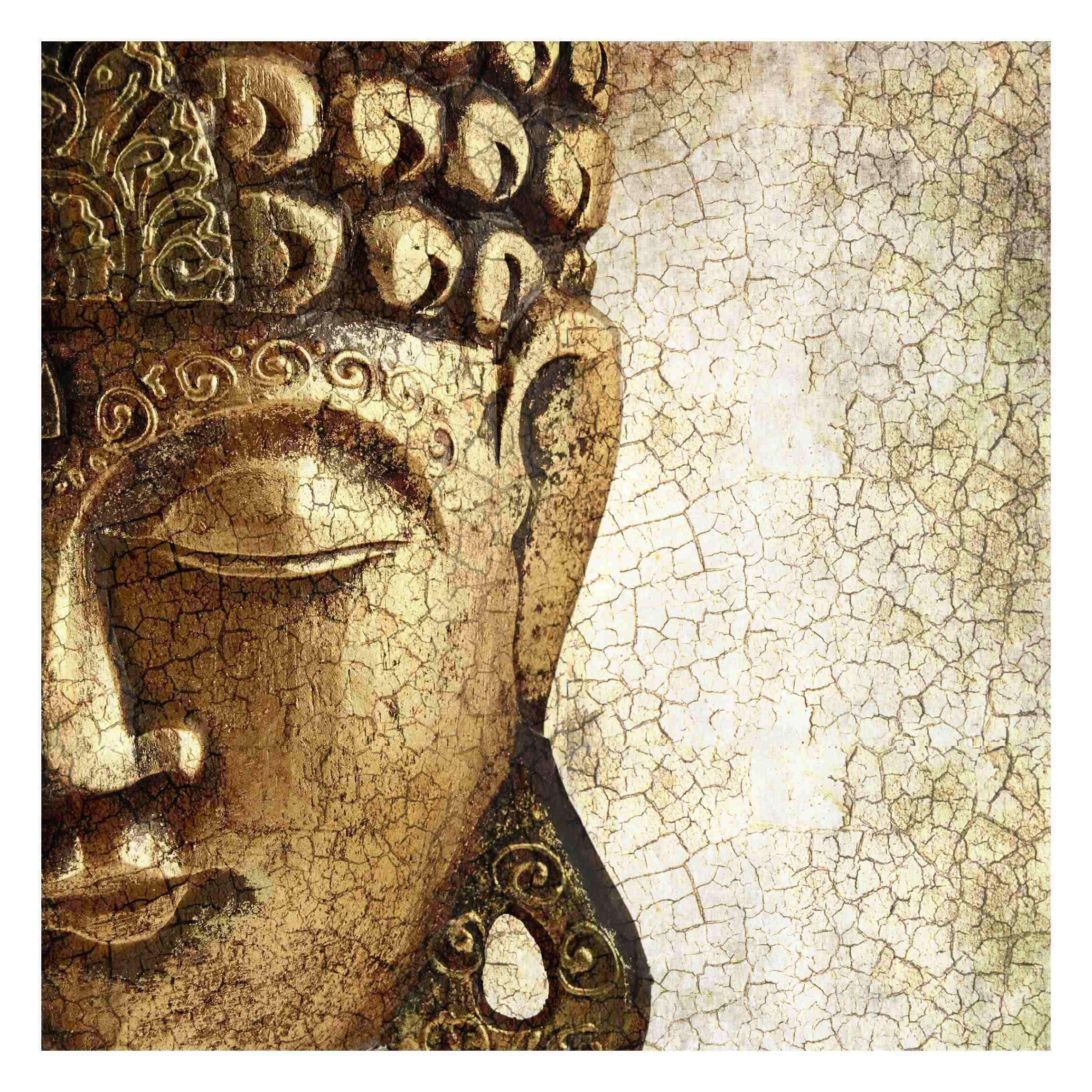 FOTOTAPETE Vintage Buddha 288/288 cm - Goldfarben, Papier (288/288cm) - Bilderwelten