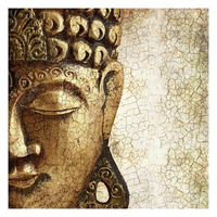 FOTOTAPETE Vintage Buddha 288/288 cm - Goldfarben, Papier (288/288cm) - Bilderwelten
