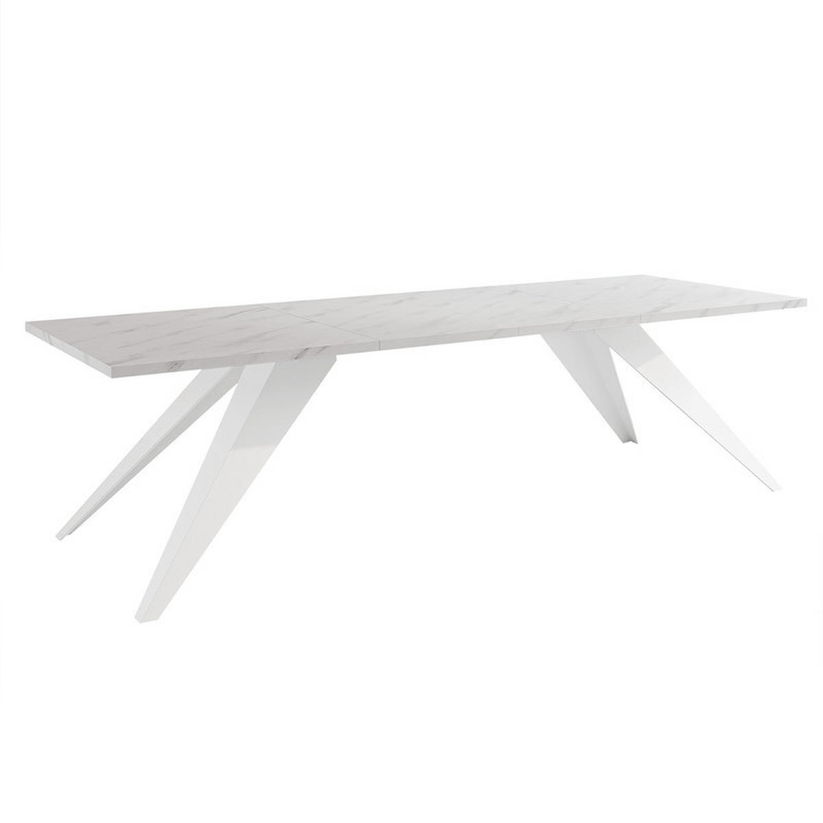 AUSZIEHTISCH XANDRO 160/90/76 cm mit Metallgestell, Weiß / Bianco - Perlmutt/Weiß, Holzwerkstoff/Metall (90/160/76cm) - Idohome