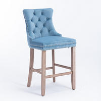 BARHOCKER 2er-Set Samt mit hoher Rückenlehne Hellblau - Hellblau, Holz (50/103/60cm) - Meubliv