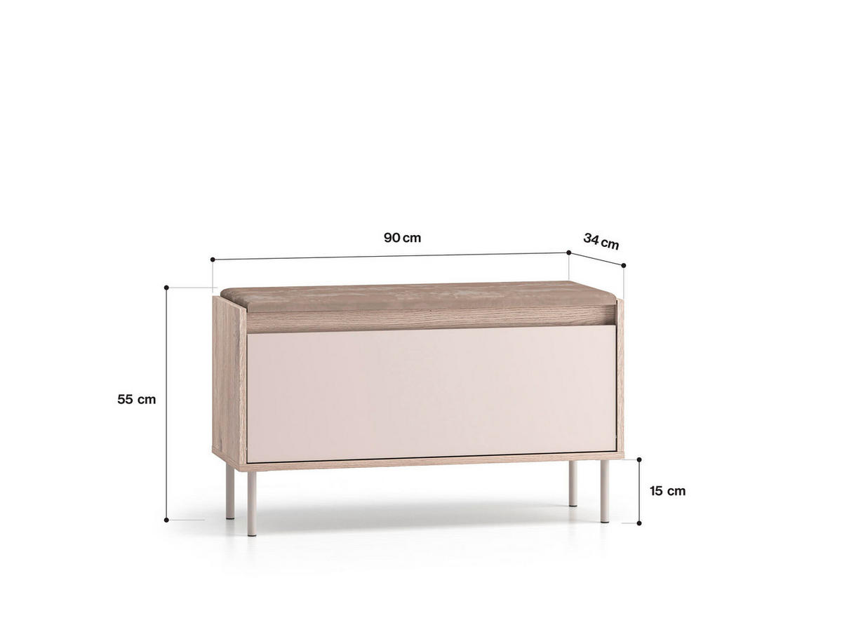SCHUHSCHRANK VOCO Beige 90x34x55 cm - Beige, Holzwerkstoff (90/55/34cm) - FURNLUX
