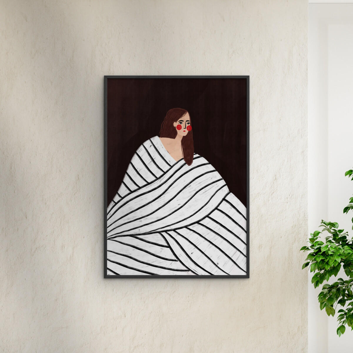 POSTER mit Rahmen Bea Muller - The Woman With Black and White Stripes - Multicolor/Schwarz, Holz/Papier (50/70cm) - Poster&Frame