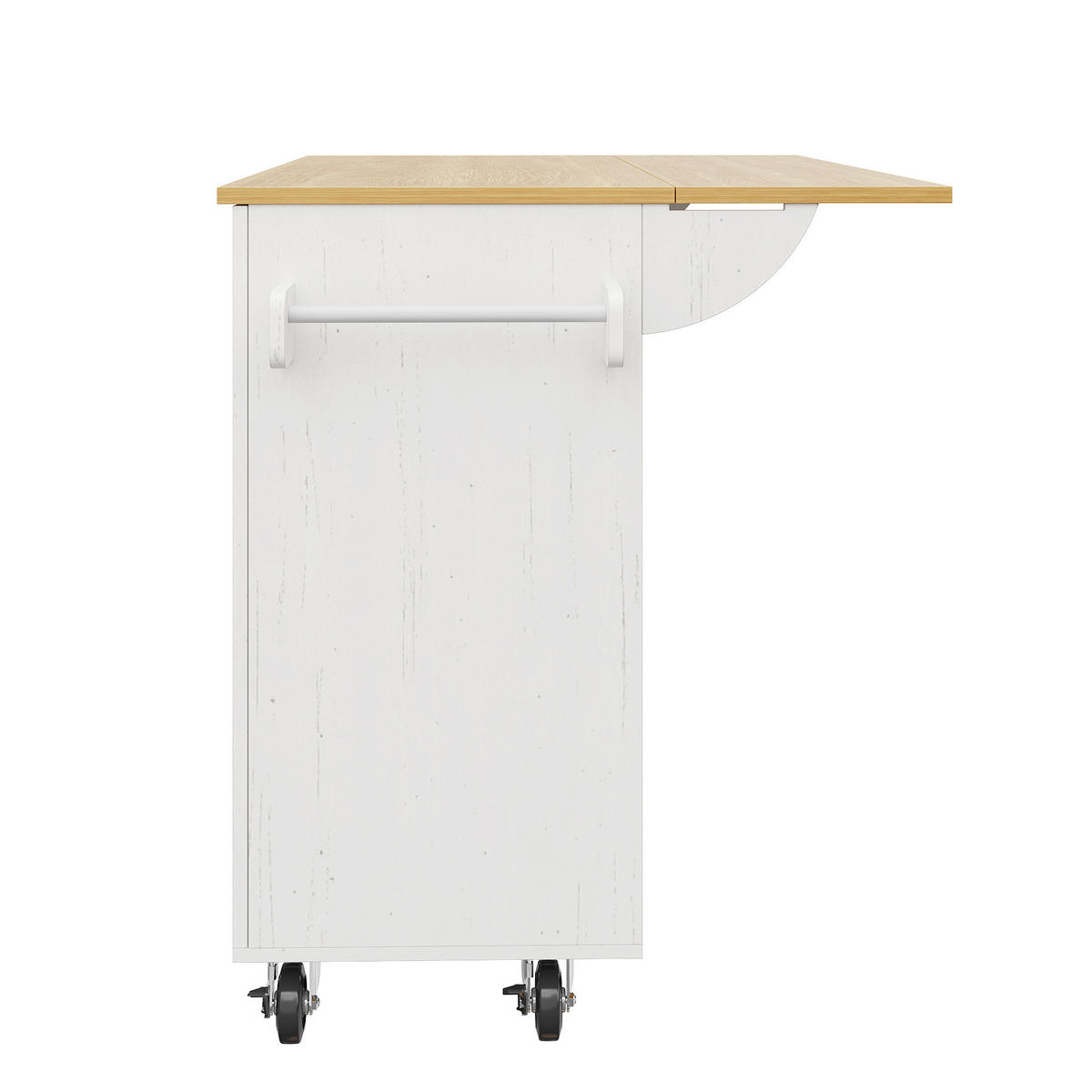 KÜCHENINSEL in Weiß Küchenwagen mit Holzmaserung, Snackregalen , Stauraum und multifunktional , B110/T74/H90.5cm - Weiß, Holzwerkstoff/Metall (134.5/90.5/74cm) - STILVORA