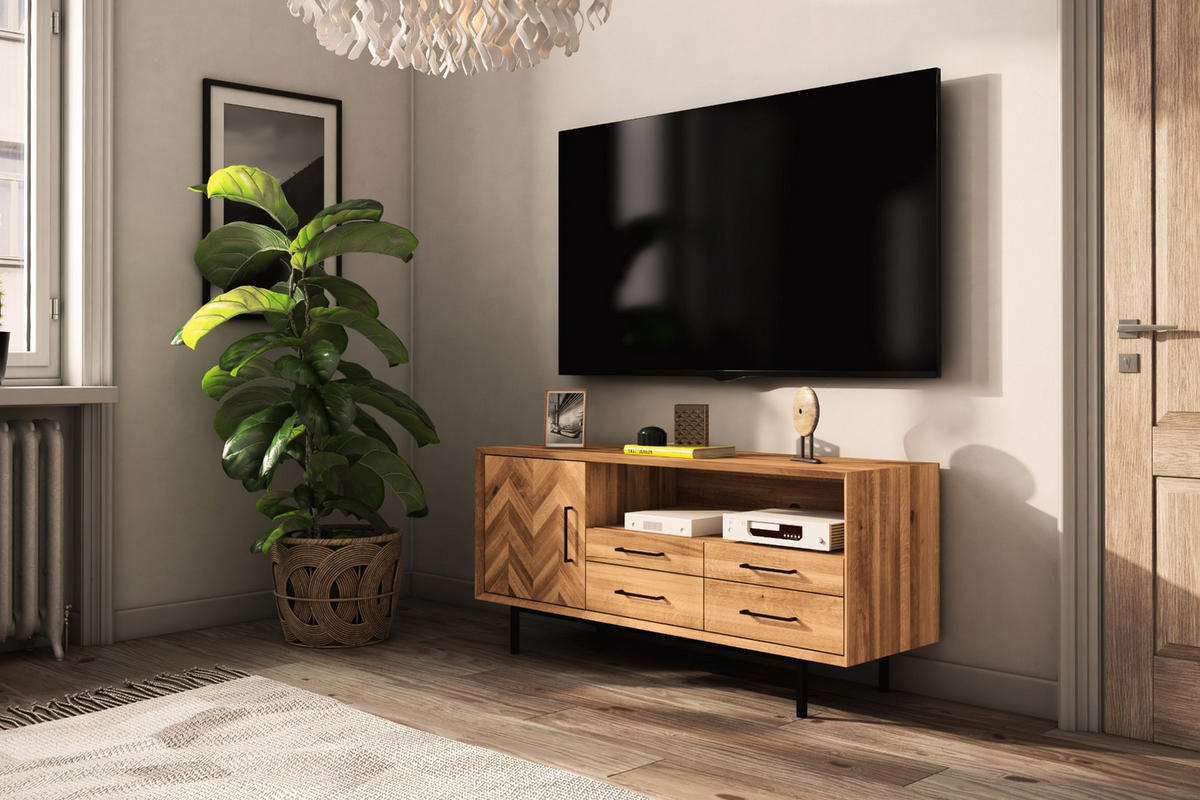 TV-STÄNDER BREIT LEON Wildeiche - Wildeiche, Holz (144/65/45cm) - byoak