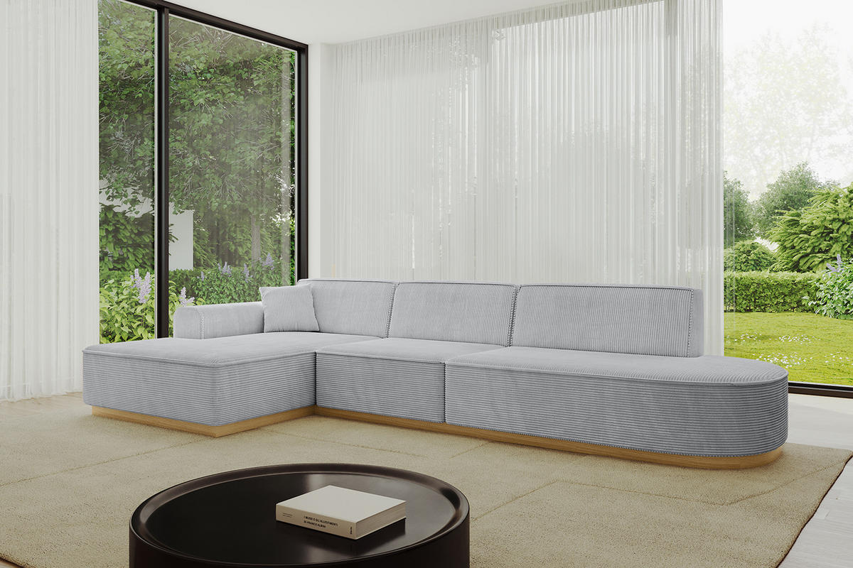 ECKSOFA Ottomane Links IREA-L2-v2 - 327x165x80 cm Grau - Grau, Holzwerkstoff/Textil (327/165cm) - ALTDECOR