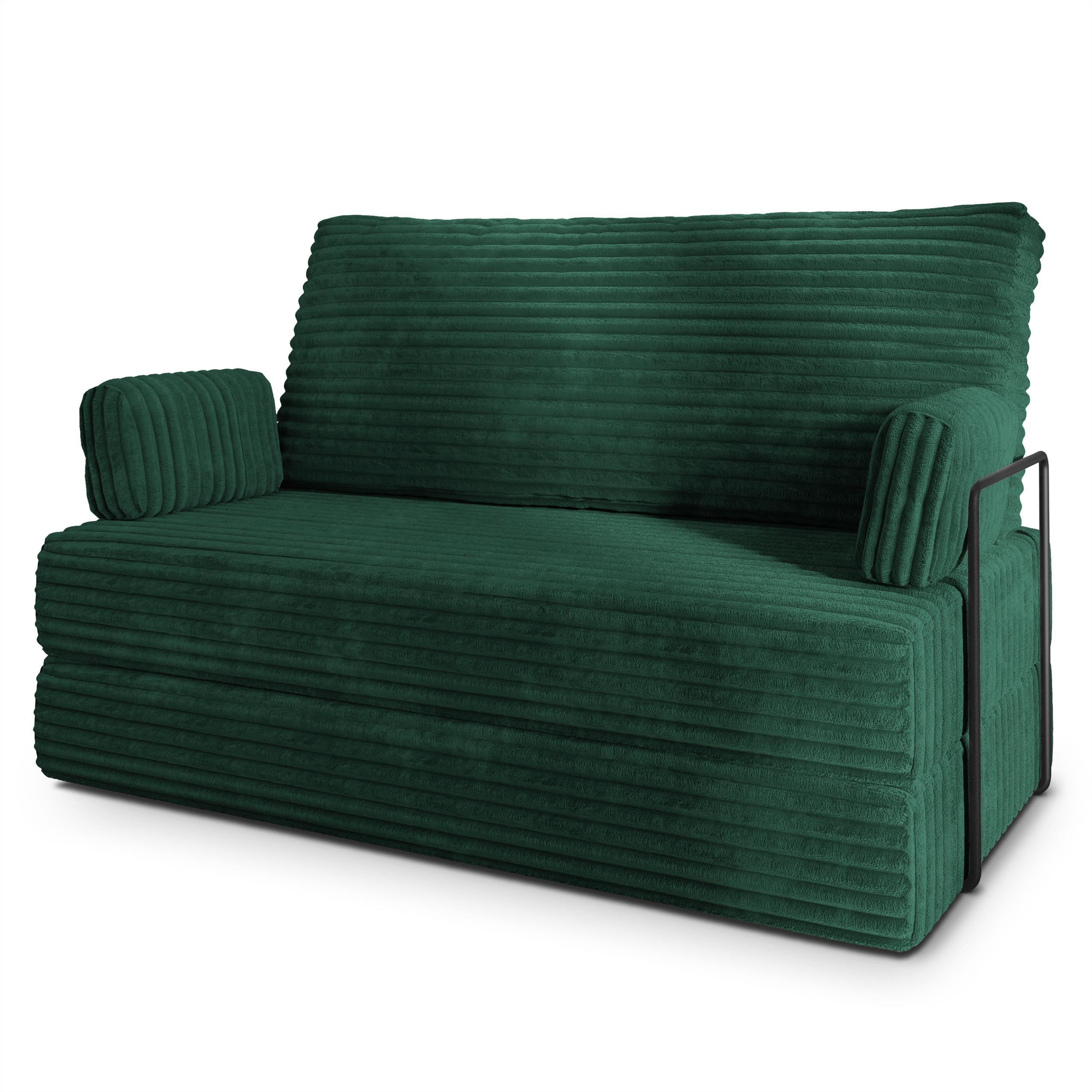 BETTSOFA LADIA aus Schaumstoff Kordstoff Grün Schlaffunktion - Grün, Textil (140/86/60cm) - MASSENO