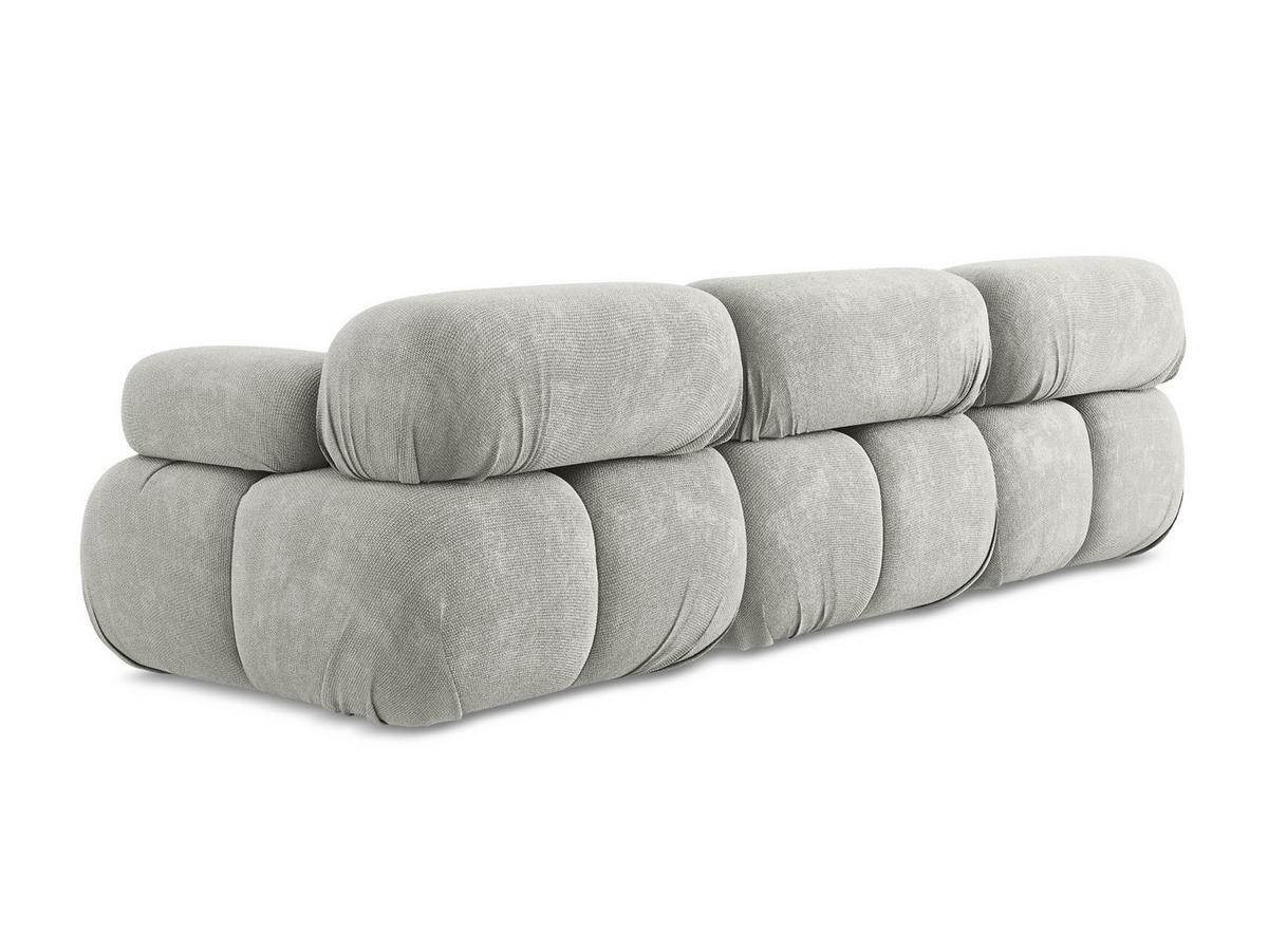 3-SITZER SOFA Chenille Stoff Grau - Hellgrau/Schwarz, Kunststoff/Textil (285/70/96cm) - Makamii