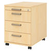 ROLLCONTAINER - 3 Materialschubladen 58/42,8/59 cm in Ahornfarben Streifengriff (Kunststoff) - Ahornfarben, Holzwerkstoff (42.8/59/58cm) - bümö