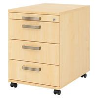 ROLLCONTAINER - 3 Materialschubladen 58/42,8/59 cm in Ahornfarben Streifengriff (Kunststoff) - Ahornfarben, Holzwerkstoff (42.8/59/58cm) - bümö