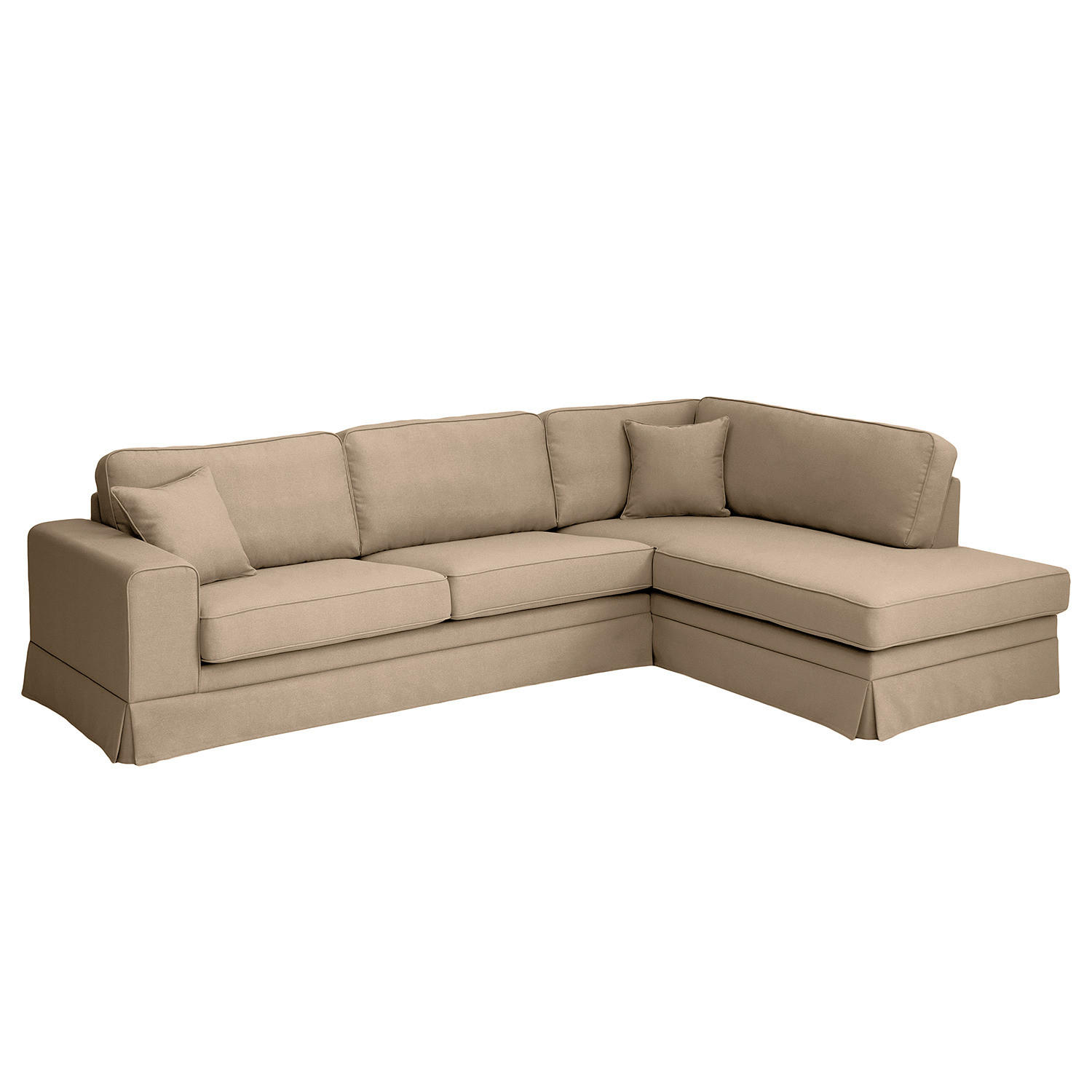 ECKSOFA mit Husse - Ottomane, Webstoff - Hellbraun/Schwarz, Kunststoff/Textil (297/210cm) - home24