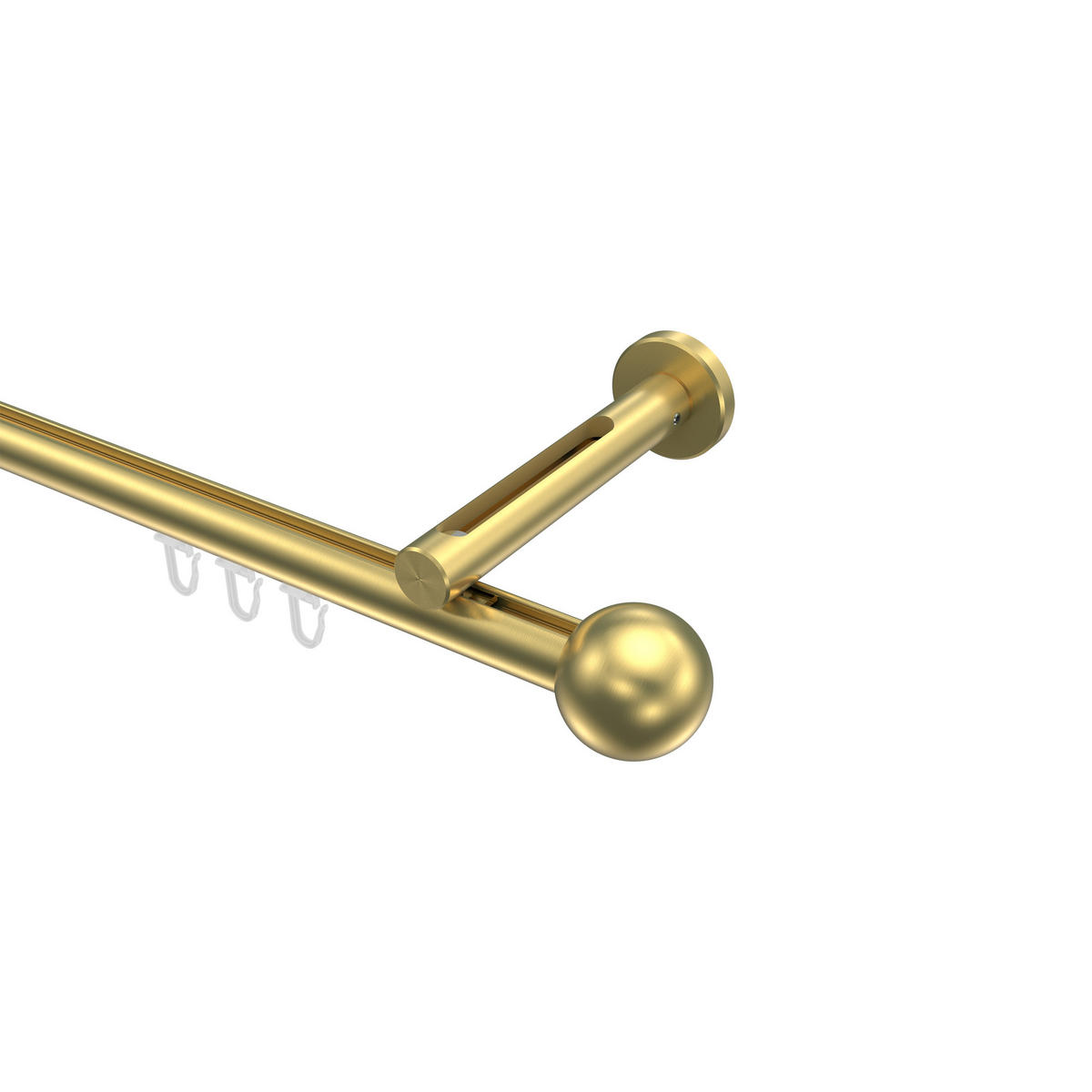 INNENLAUF-GARDINENSTANGEN-SET Siteno Luino 360 cm (geteilt in 2 x 180 cm), 1-läufig, 20 mm Ø Messing-Optik - Messingfarben, Metall (360cm) - INTERDECO