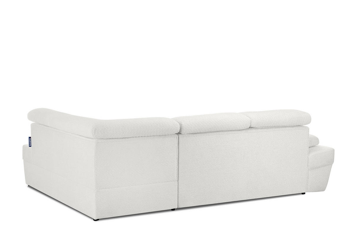 SCHLAFECKSOFA RATLO rechts 4/5-Sitzer mit Bettkasten, Cremeweiß - Silberfarben/Creme, Textil (270/190cm) - KONSIMO®