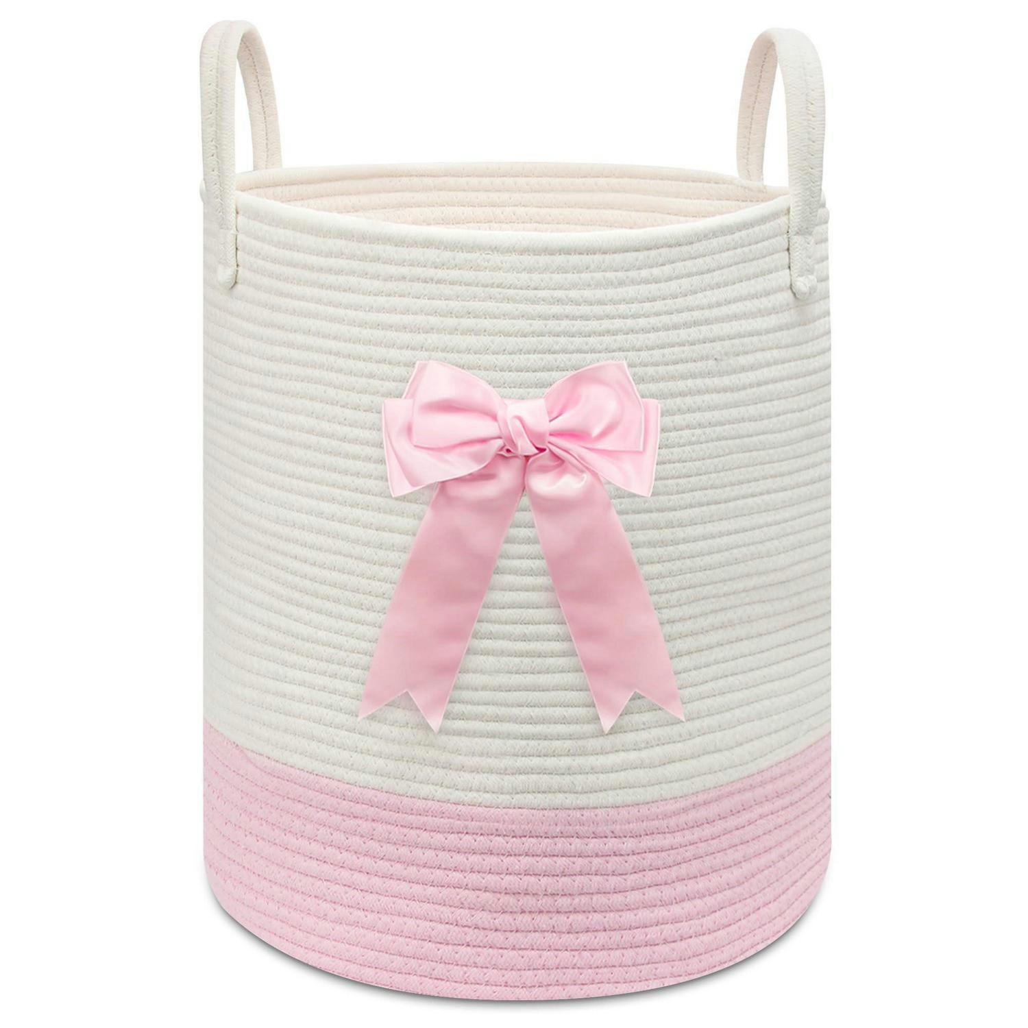 WÄSCHEKORB mit Schleife Rosa 38 x 45 cm - Rosa, Textil (38/45/38cm)