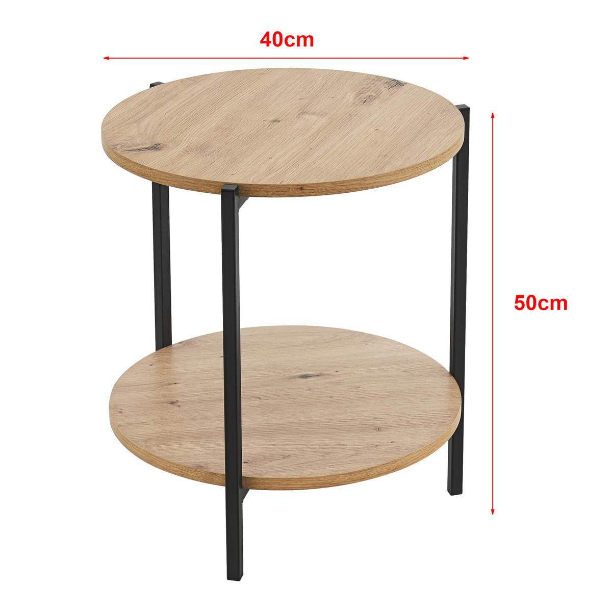BEISTELLTISCH Kuopio - Schwarz/Braun, Holzwerkstoff/Metall (40/40/50cm) - [en.casa]