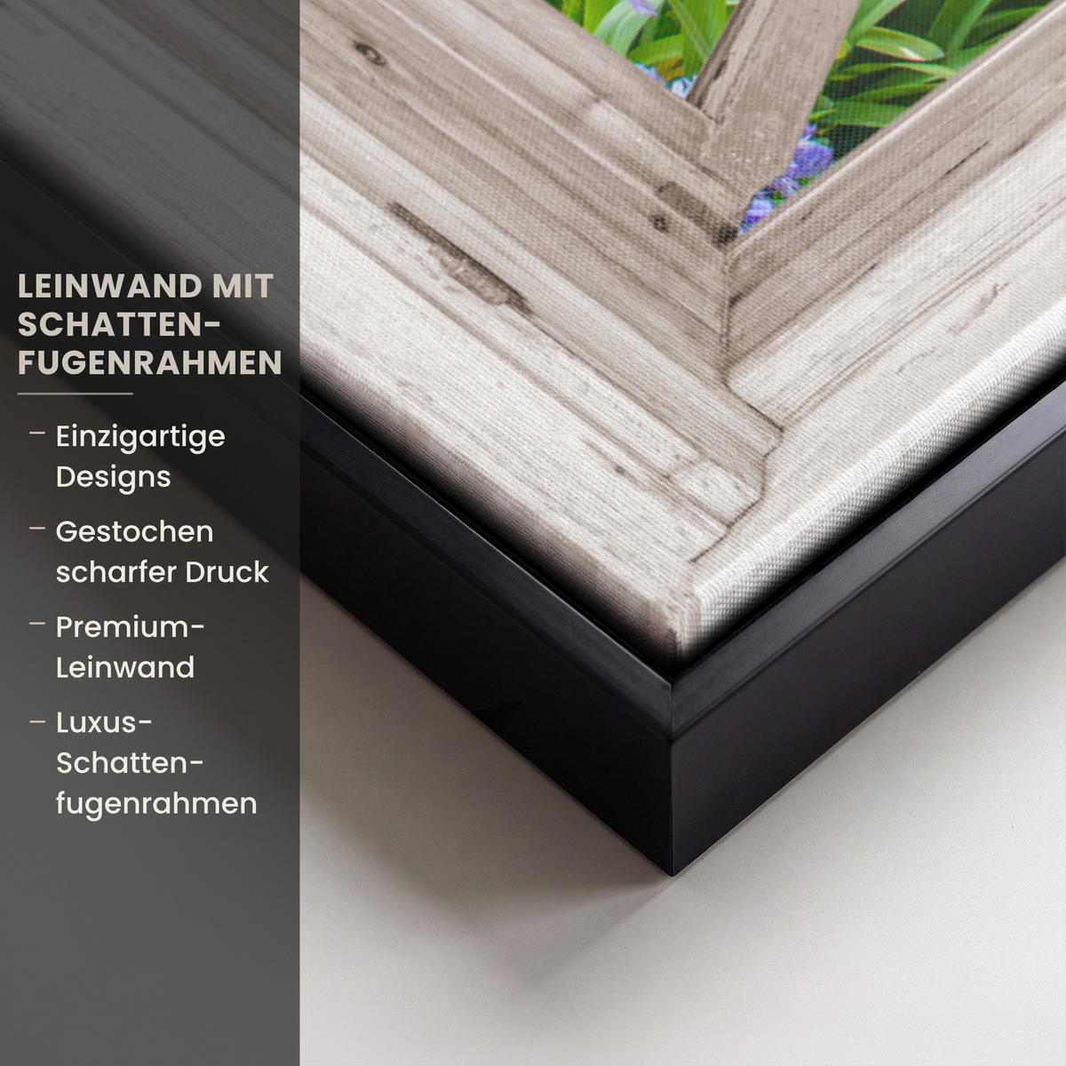 LEINWAND Bilder mit Rahmen - Hortensie - Durchsichtig - Blumen - Sommer - Lila - Weg - 100x70 - Lila, Textil (100/70cm) - MuchoWow