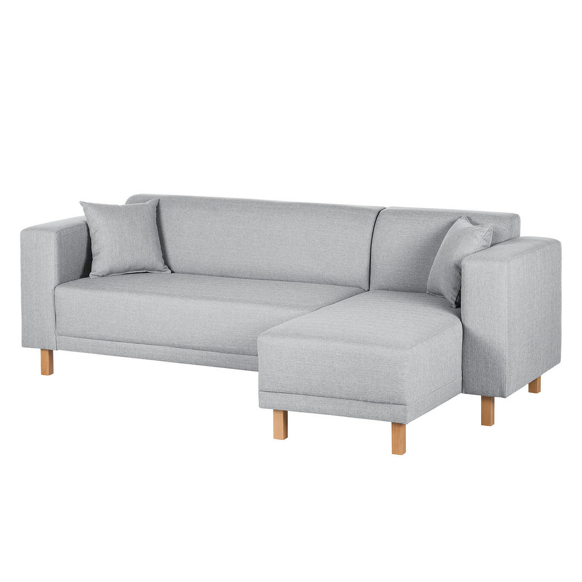 ECKSOFA mit Longchair - Webstoff - Silberfarben, Textil (240/140cm) - home24