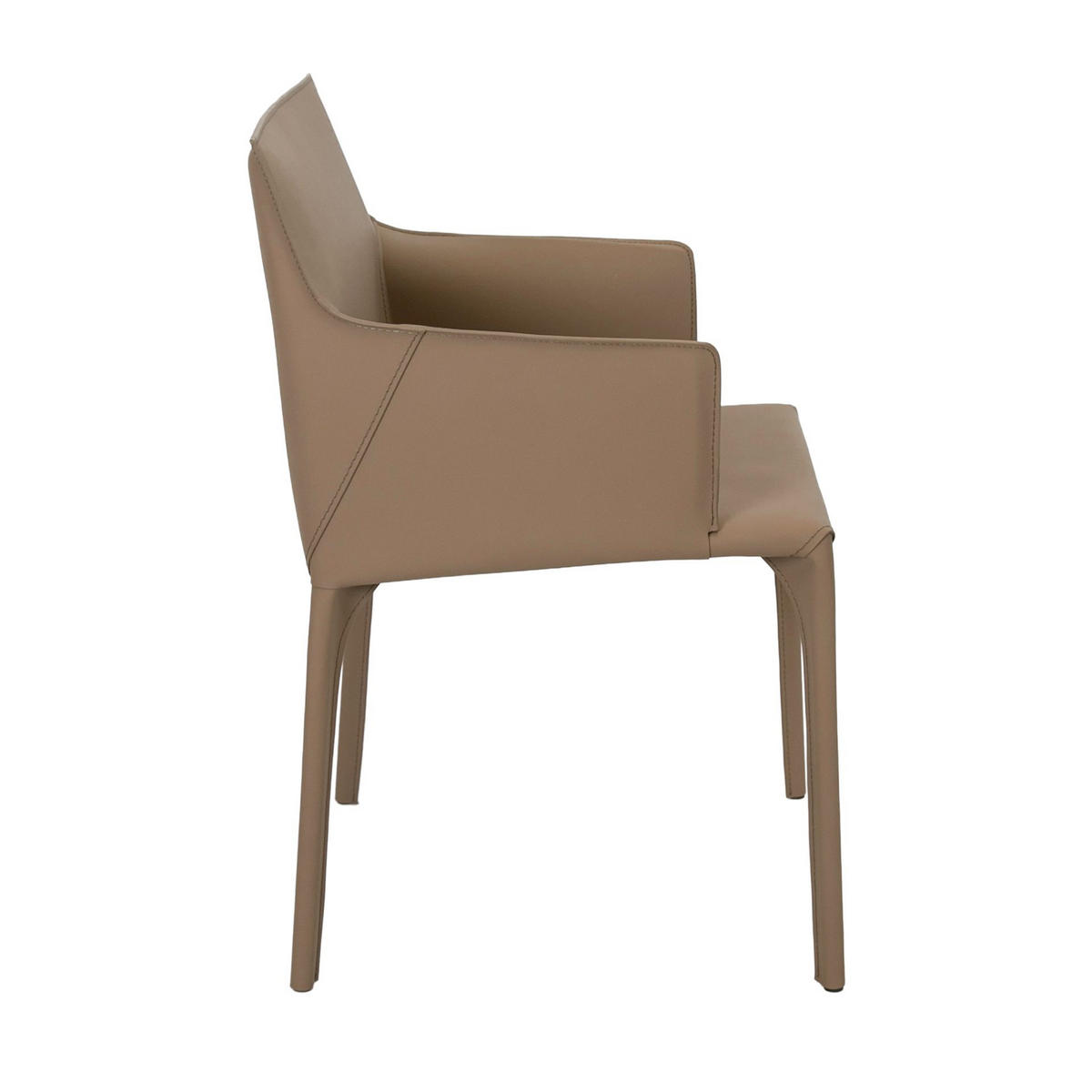 STUHL Stuhl aus nerzfarbenem regeneriertem Leder 53/56/83 cm - Taupe/Grau, Leder/Metall (53/83/56cm) - ANGEL CERDA
