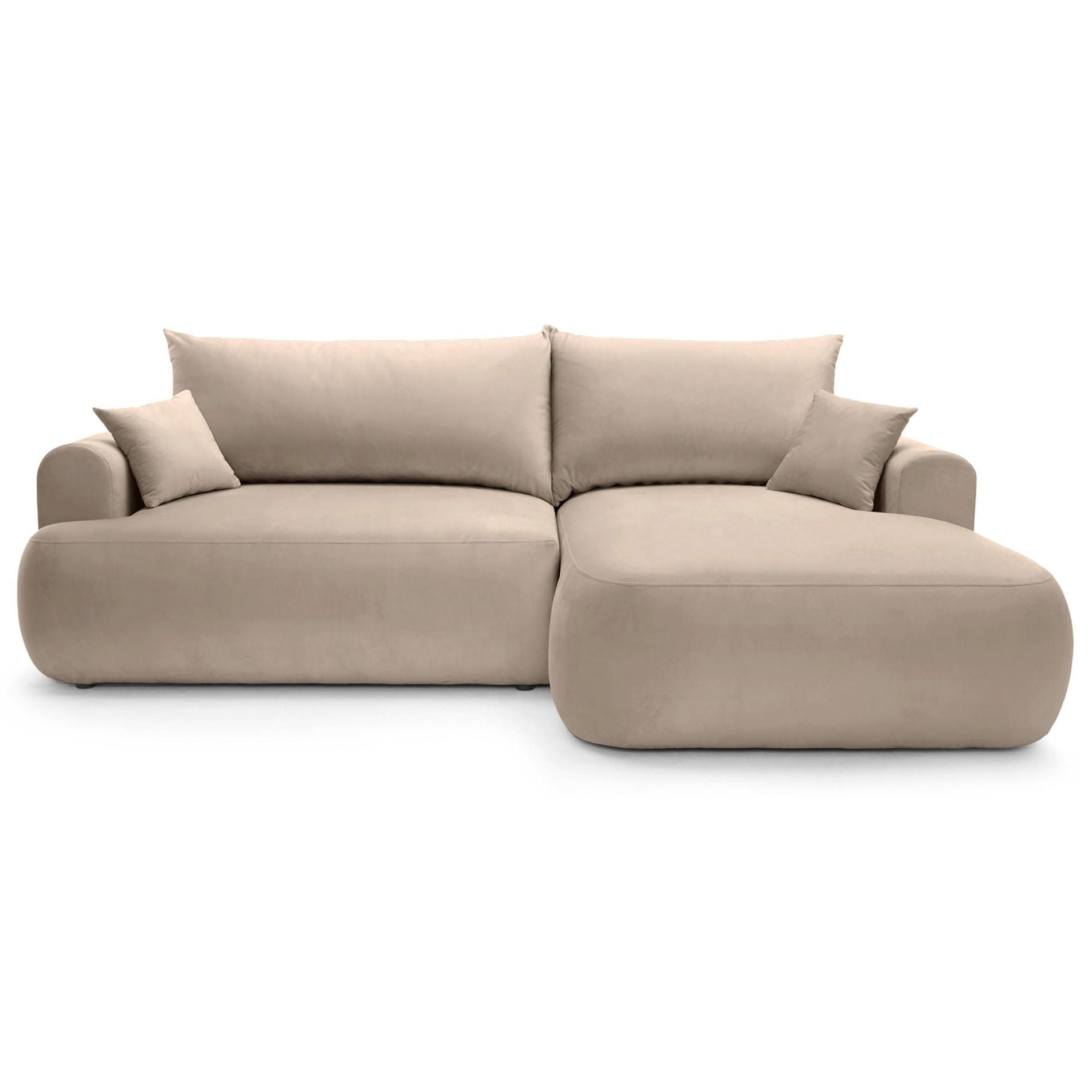 ROHOVÁ pohovka Ovo béžová s vodoodpudivým sametovým potahem - černá/béžová, textil/plast (165/260cm) - Selsey