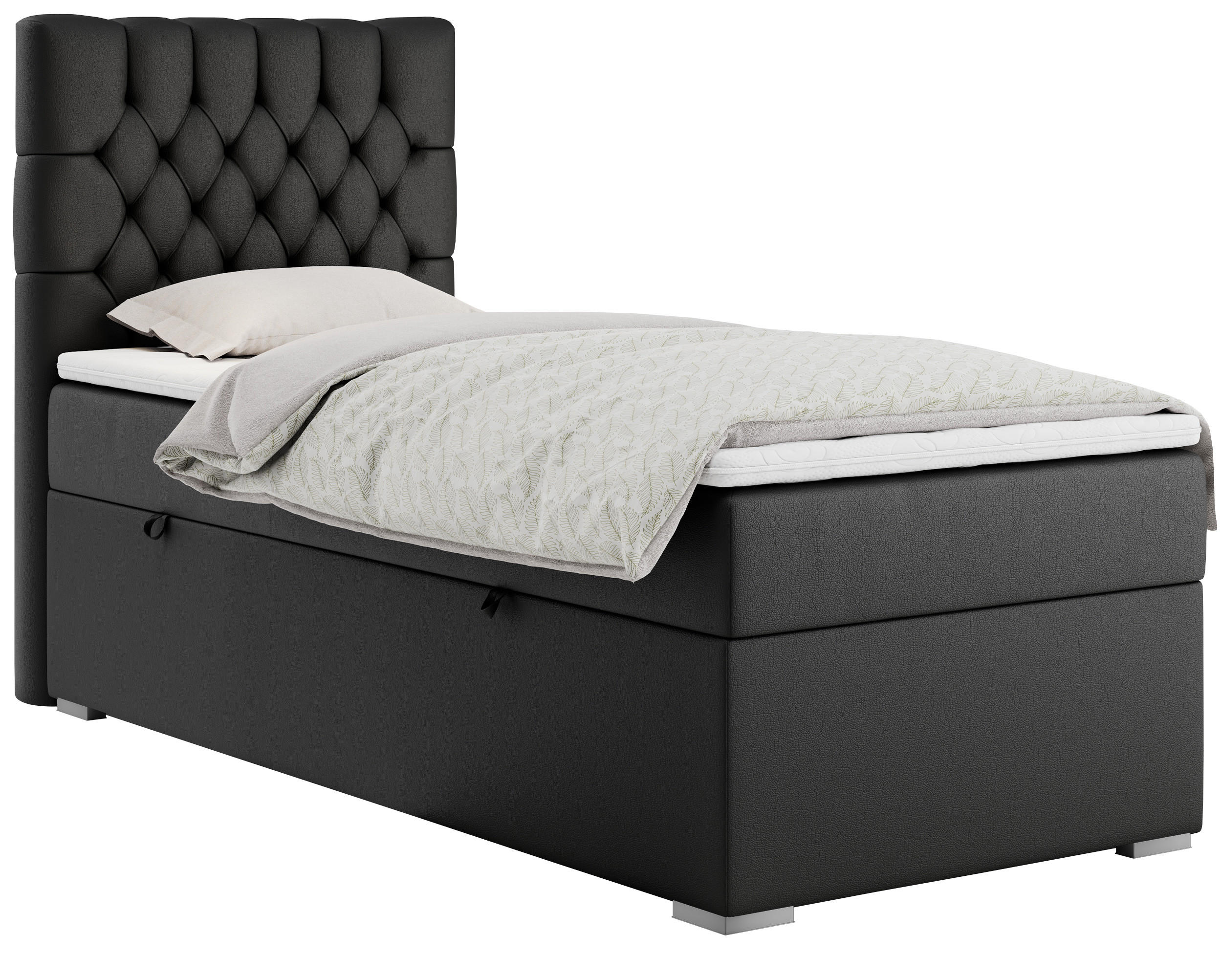BOXBETT PERA 90/200 Schwarz Kunstleder - H3 - Links Seite - Schwarz, Holz/Textil (90/200cm) - MKS