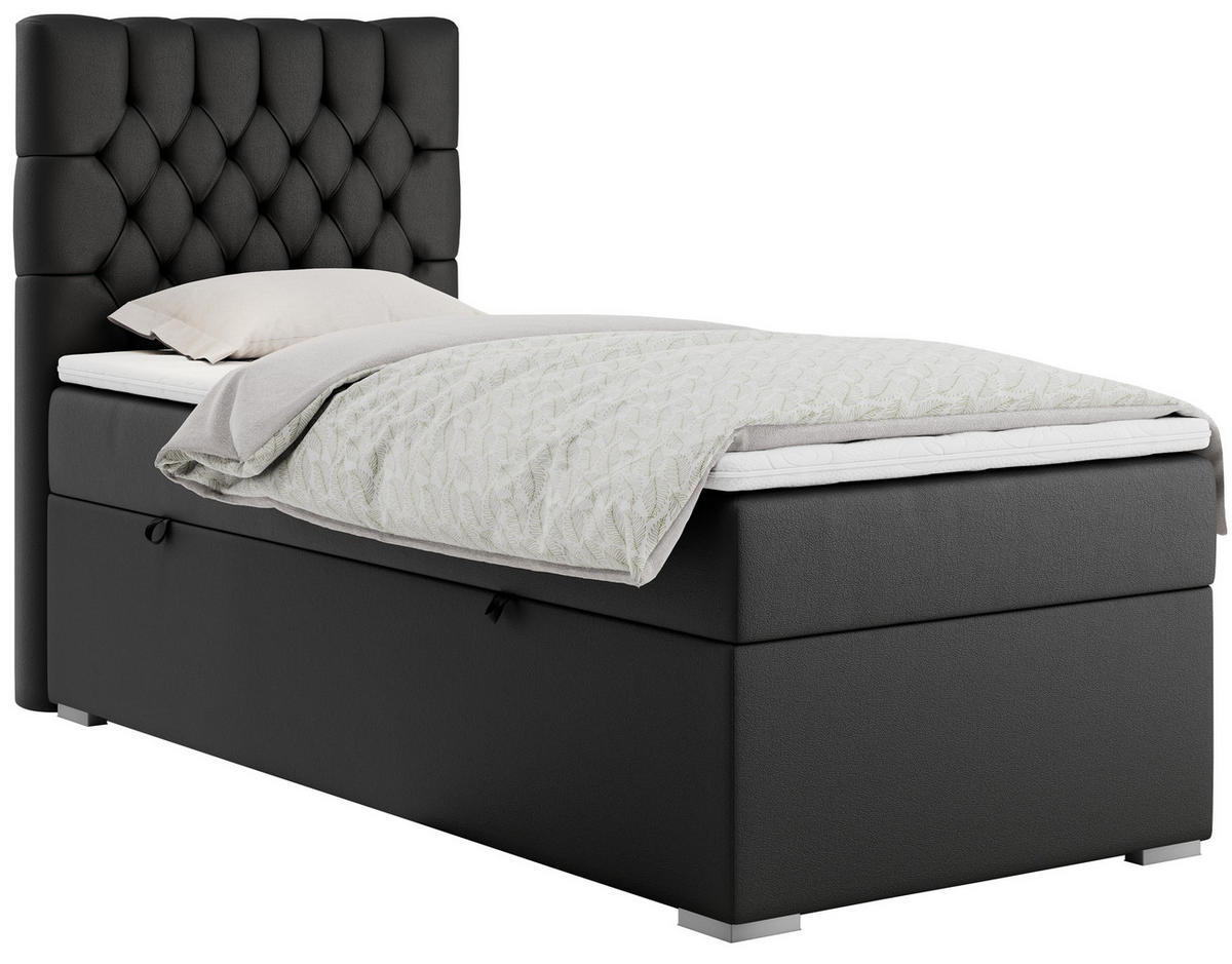 BOXBETT PERA 90/200 Schwarz Kunstleder - H3 - Links Seite - Schwarz, Holz/Textil (90/200cm) - MKS