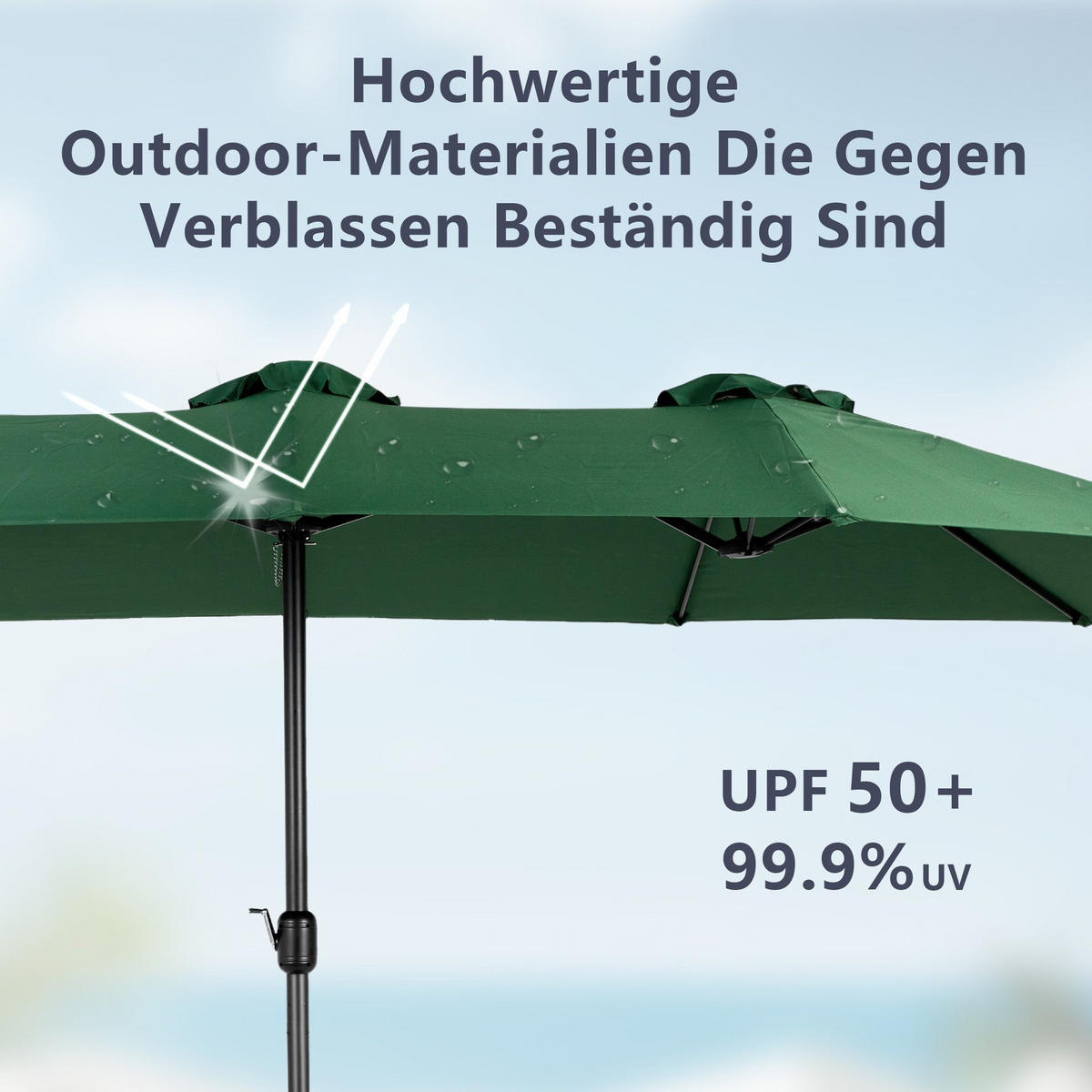 SONNENSCHIRM 453x267cm,Aluminium,Sonnenschutz,Dunkelgrün - Dunkelgrün, Metall (453/267cm) - LVHOM