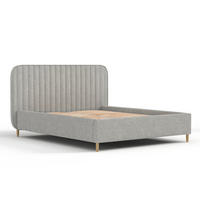 POLSTERBETT Noto Hellgrau 160/200 cm im Chenille-Stoff - Hellgrau/Naturfarben, Holz/Holzwerkstoff (160/200cm) - Maison de Reve