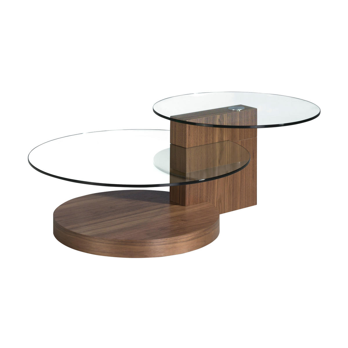 COUCHTISCH Runder Glas , Walnuss 120/80/38 cm - Transparent/Nussbaumfarben, Glas/Holz (80/120/38cm) - ANGEL CERDA