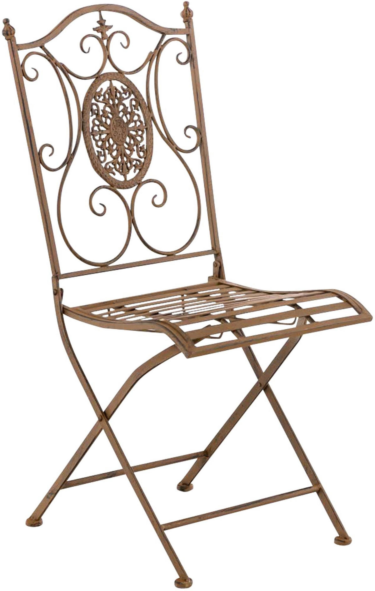 GARTENKLAPPSTUHL 2er Set Metall Antik Braun - Braun, Metall (42/91/49cm) - CLP