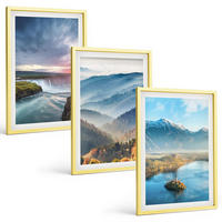BILDER SET 3er Set - 40x60 cm Goldrahmen - Berglandschaften, Wasserfälle - Goldfarben, Kunststoff (40/60cm) - TULUP