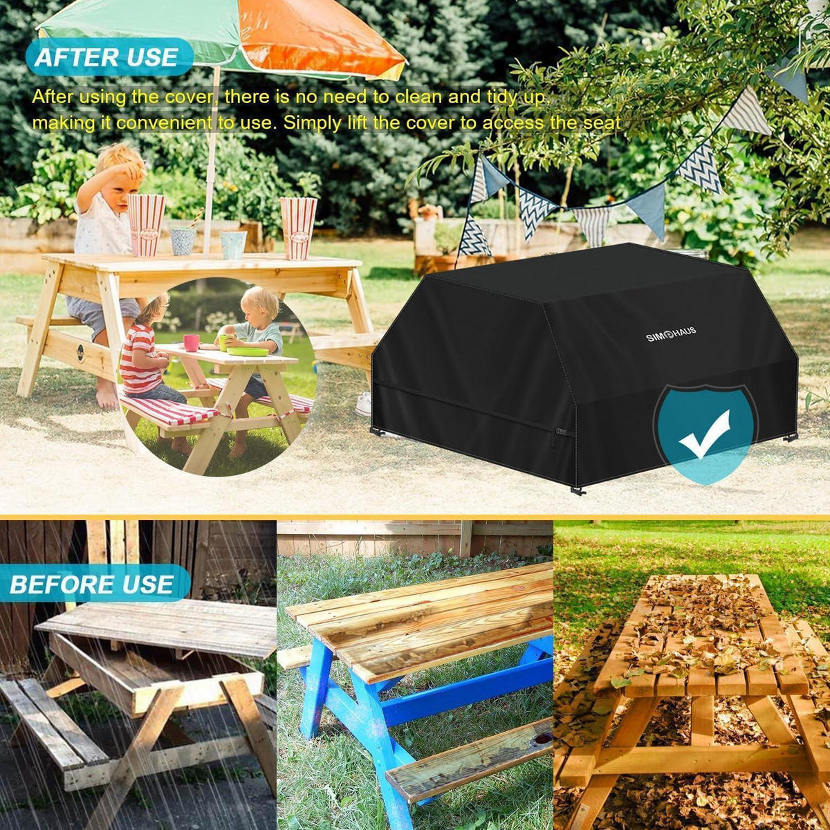 ABDECKHAUBE Kinder Picknicktisch 100/90/57 cm Schwarz - Schwarz, Kunststoff (1/1/1cm)