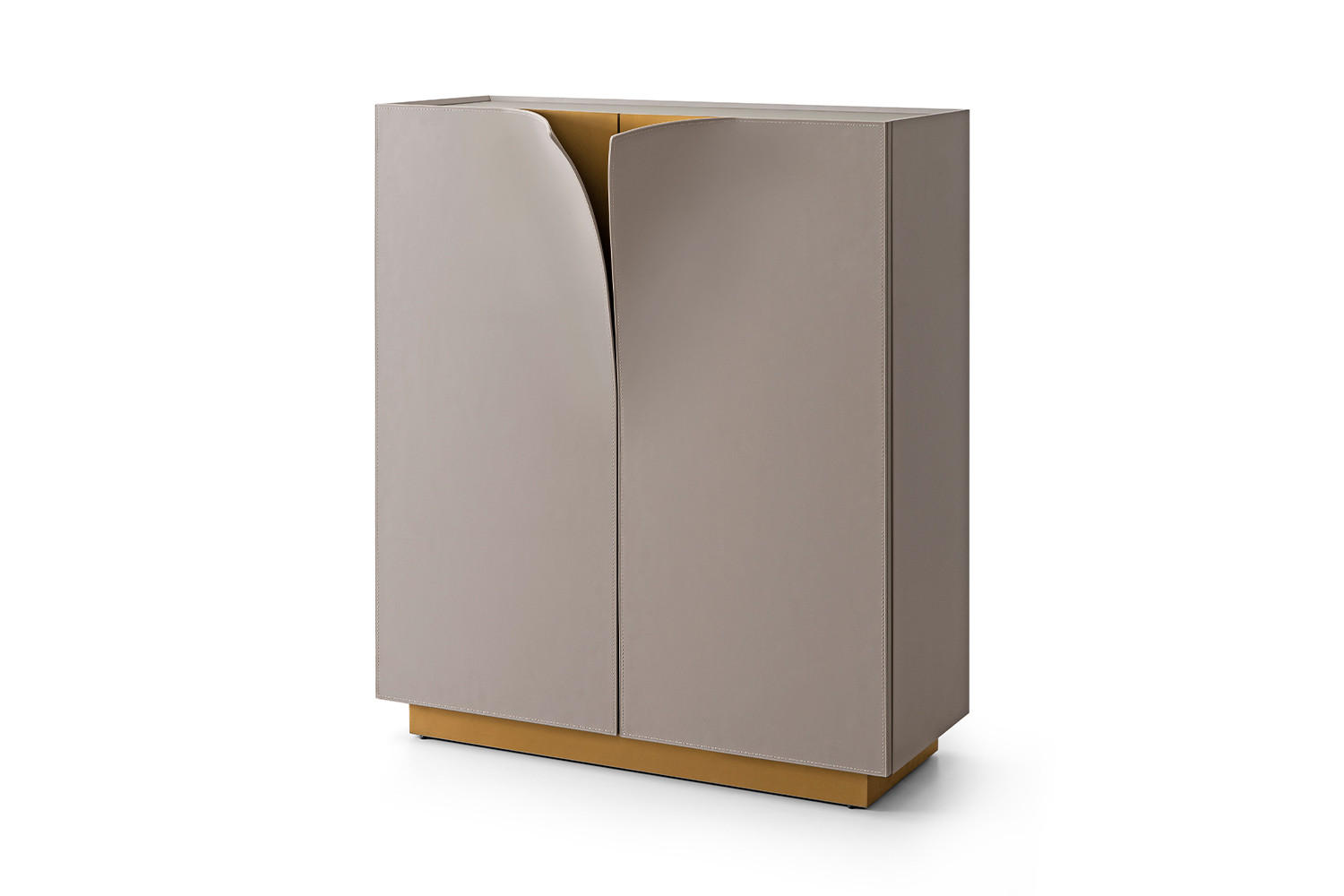 HIGHBOARD EMMA Grau Holz - Messingfarben/Braun, Holzwerkstoff/Metall (100/120/42cm) - KAWOLA