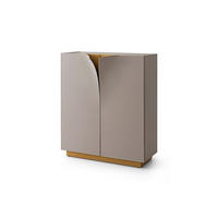 HIGHBOARD EMMA Grau Holz - Messingfarben/Braun, Holzwerkstoff/Metall (100/120/42cm) - KAWOLA