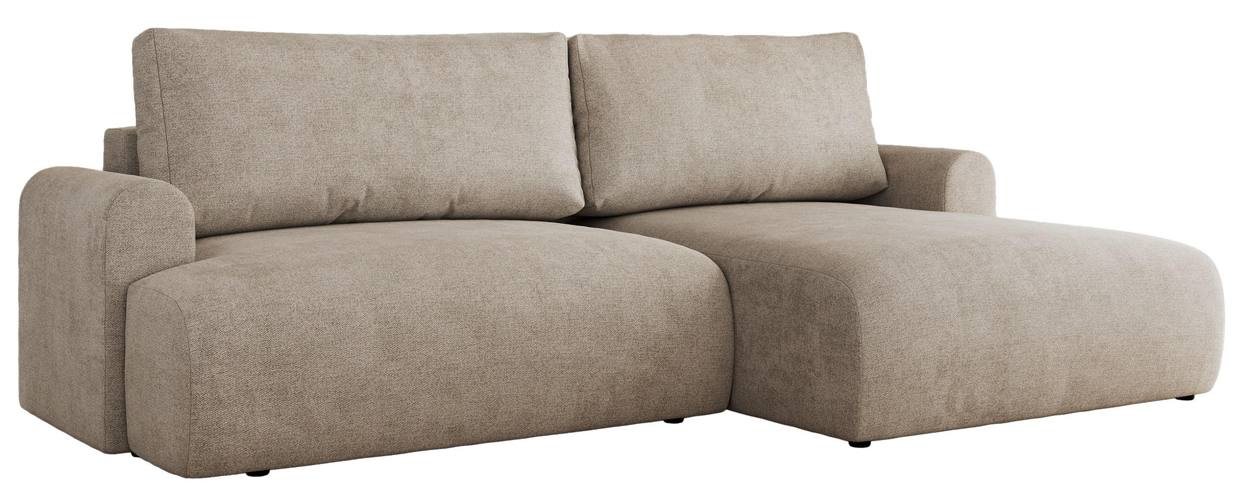 ECKSCHLAFSOFA TONO L Beige Struktur - rechts - Beige/Schwarz, Kunststoff/Textil (150/260cm) - MKS