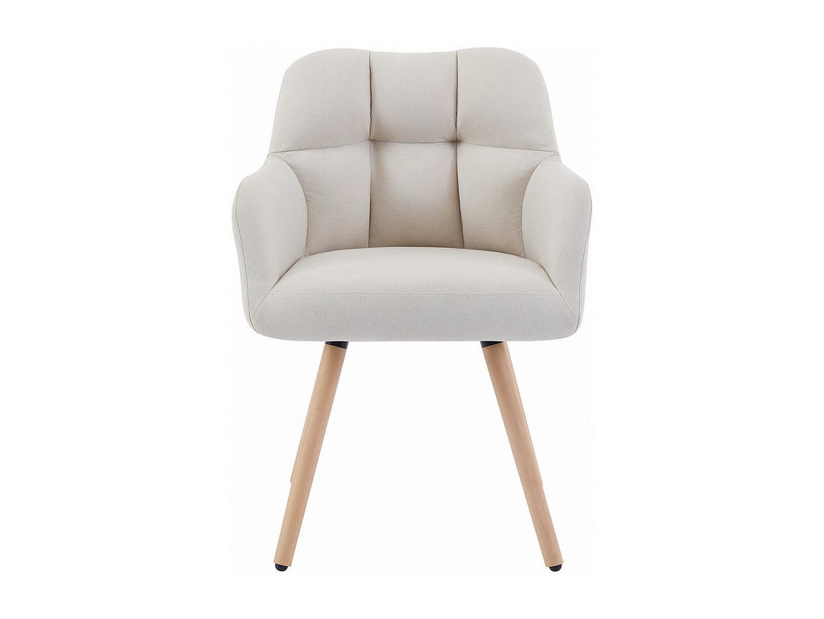 STUHL mit Armlehnen 6er-Set - Stoff & Buchenholz - Beige - PEGA - Beige, Textil (57.5/81/58cm) - Vente-Unique