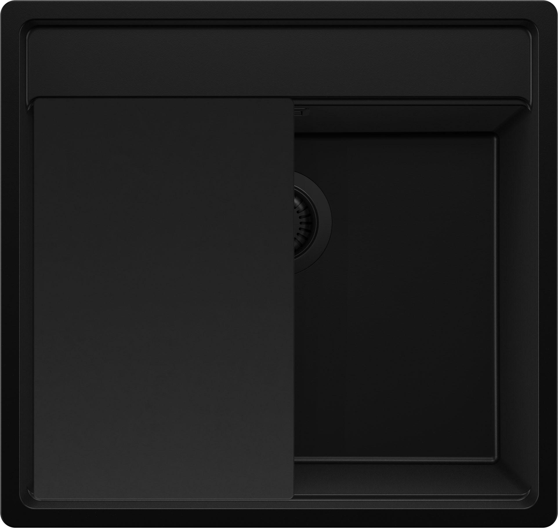 SPÜLBECKEN Bergen, 2-er set Alles Schwarz 56/53 cm 1 Becken + Ablauf-Set + Schneidebrett ab 60er Unterschrank - Schwarz, Kunststoff (56/20/53cm) - Primagran