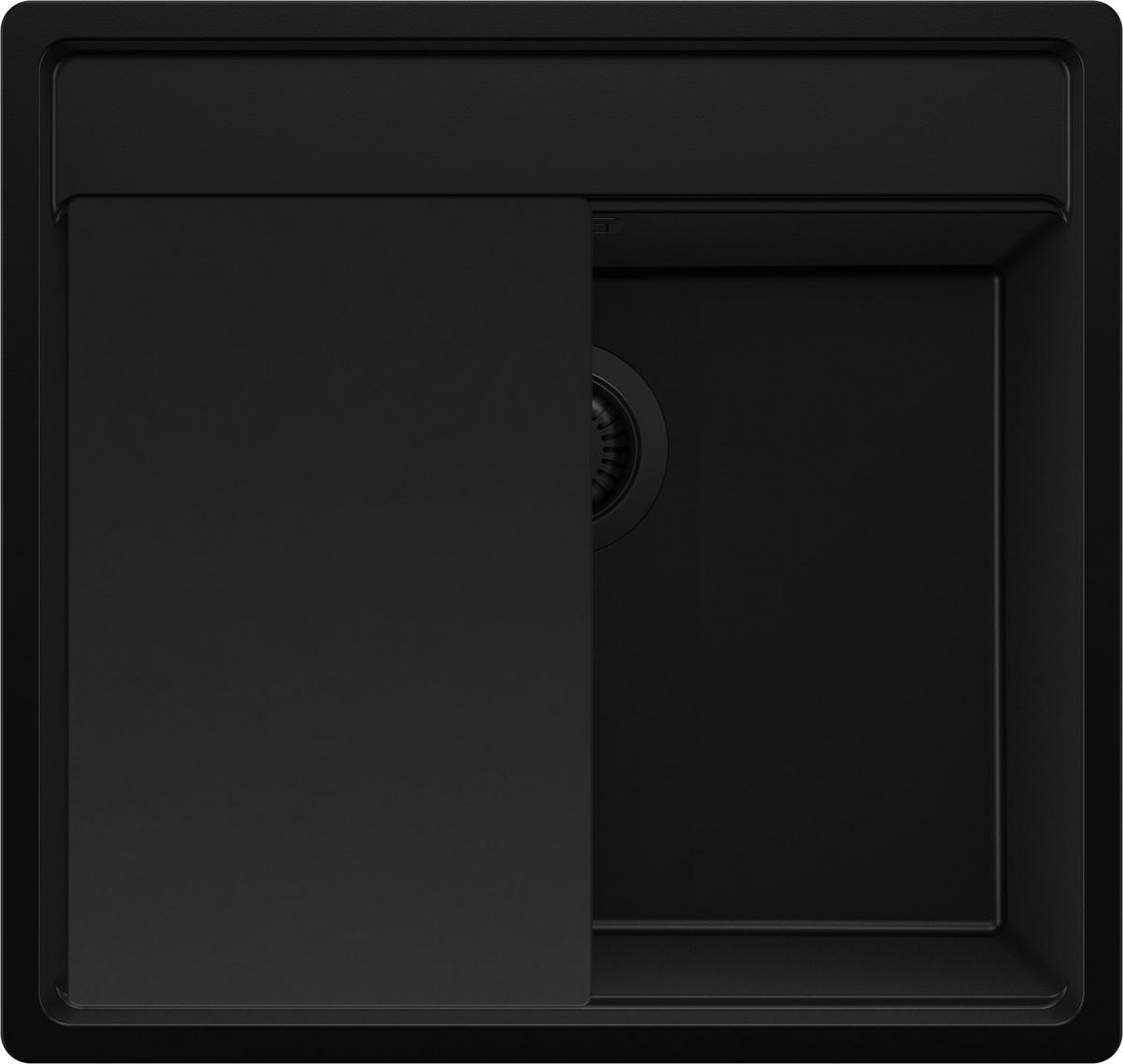 SPÜLBECKEN Bergen, 2-er set Alles Schwarz 56/53 cm 1 Becken + Ablauf-Set + Schneidebrett ab 60er Unterschrank - Schwarz, Kunststoff (56/20/53cm) - Primagran