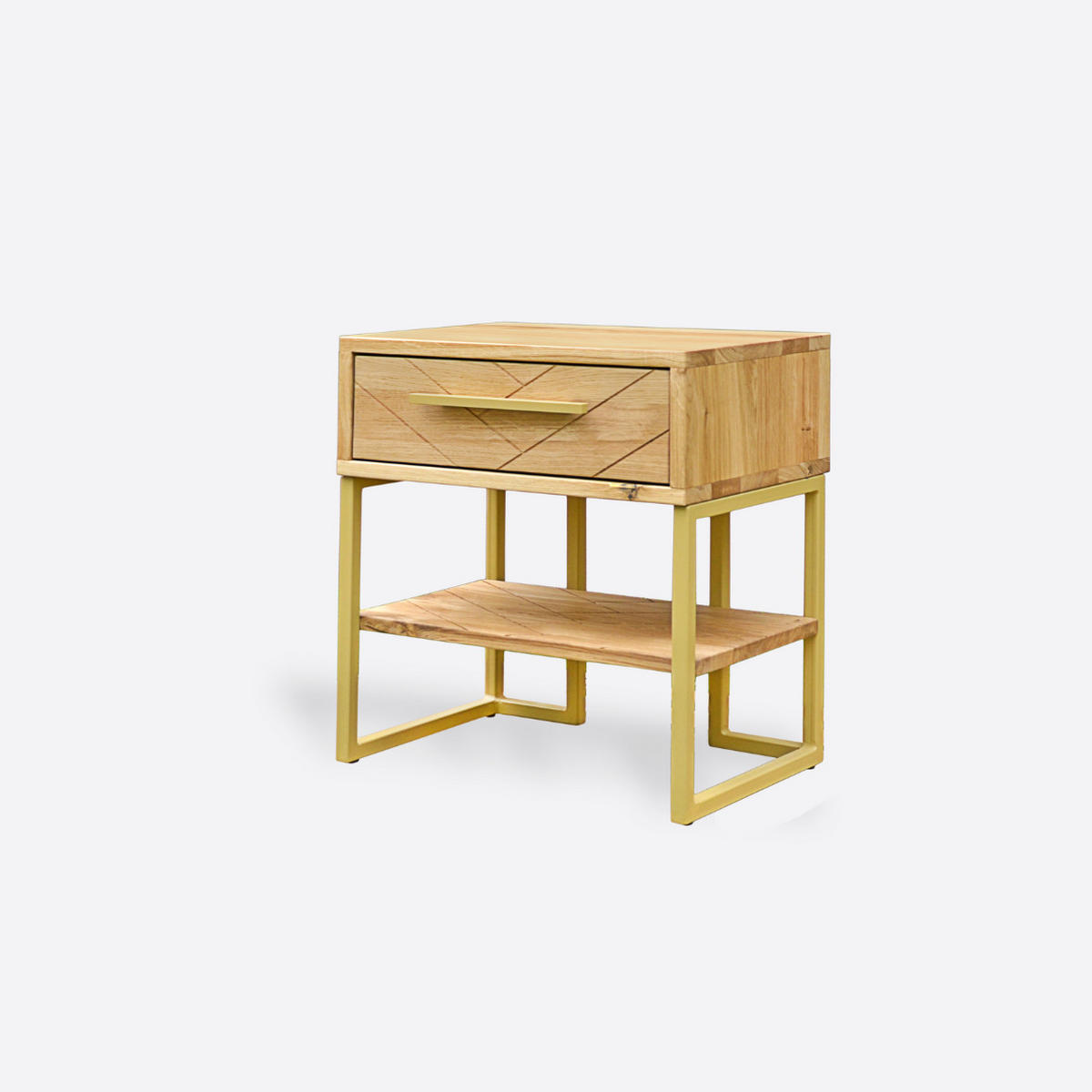 NACHTTISCH aus Holz auf Metallbeinen CARIN - Eichefarben, Holz (50/55/35cm) - Rawood Furniture