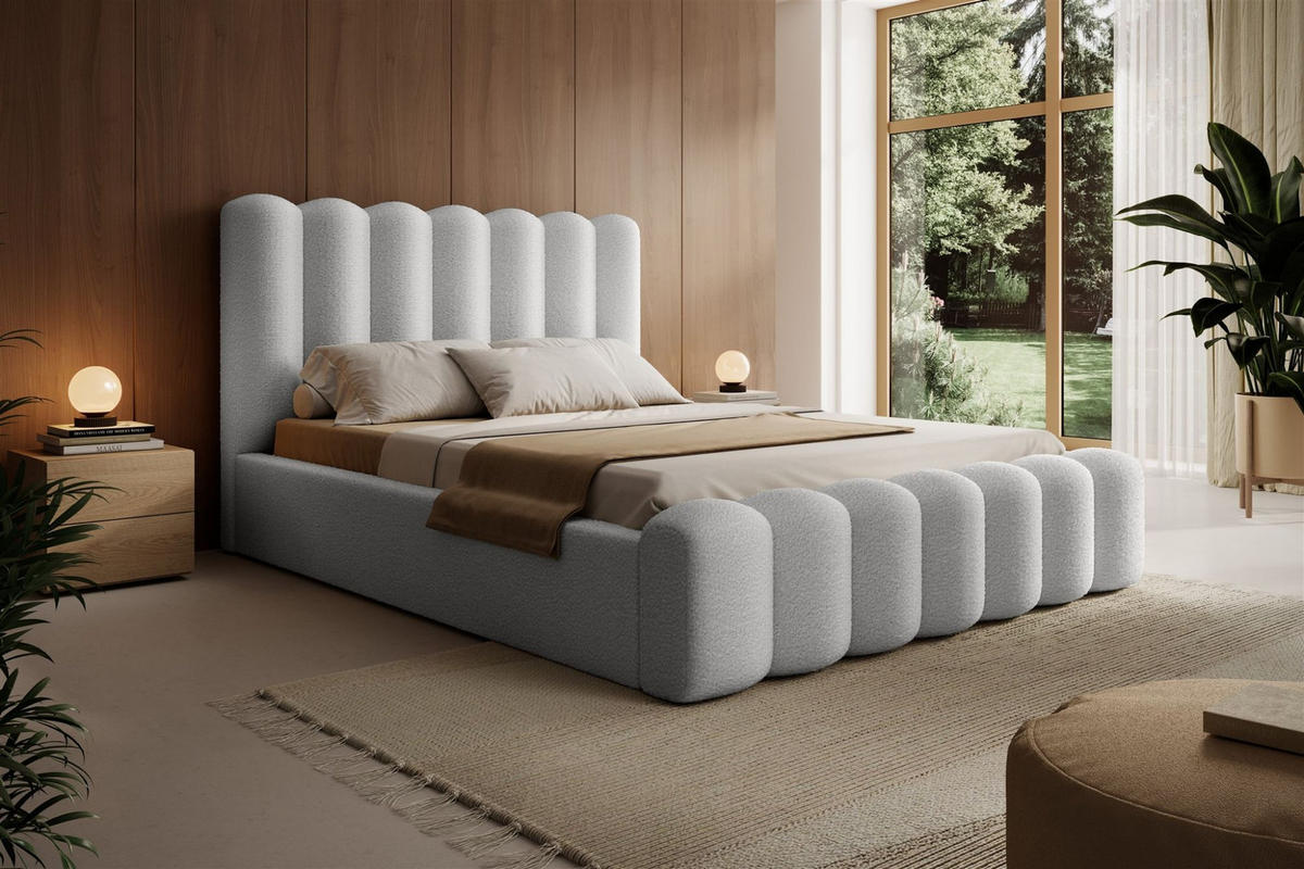 POLSTERBETT Macon Stoff Euphoria - Weiß, Holzwerkstoff/Textil (140/200cm) - Fun Möbel